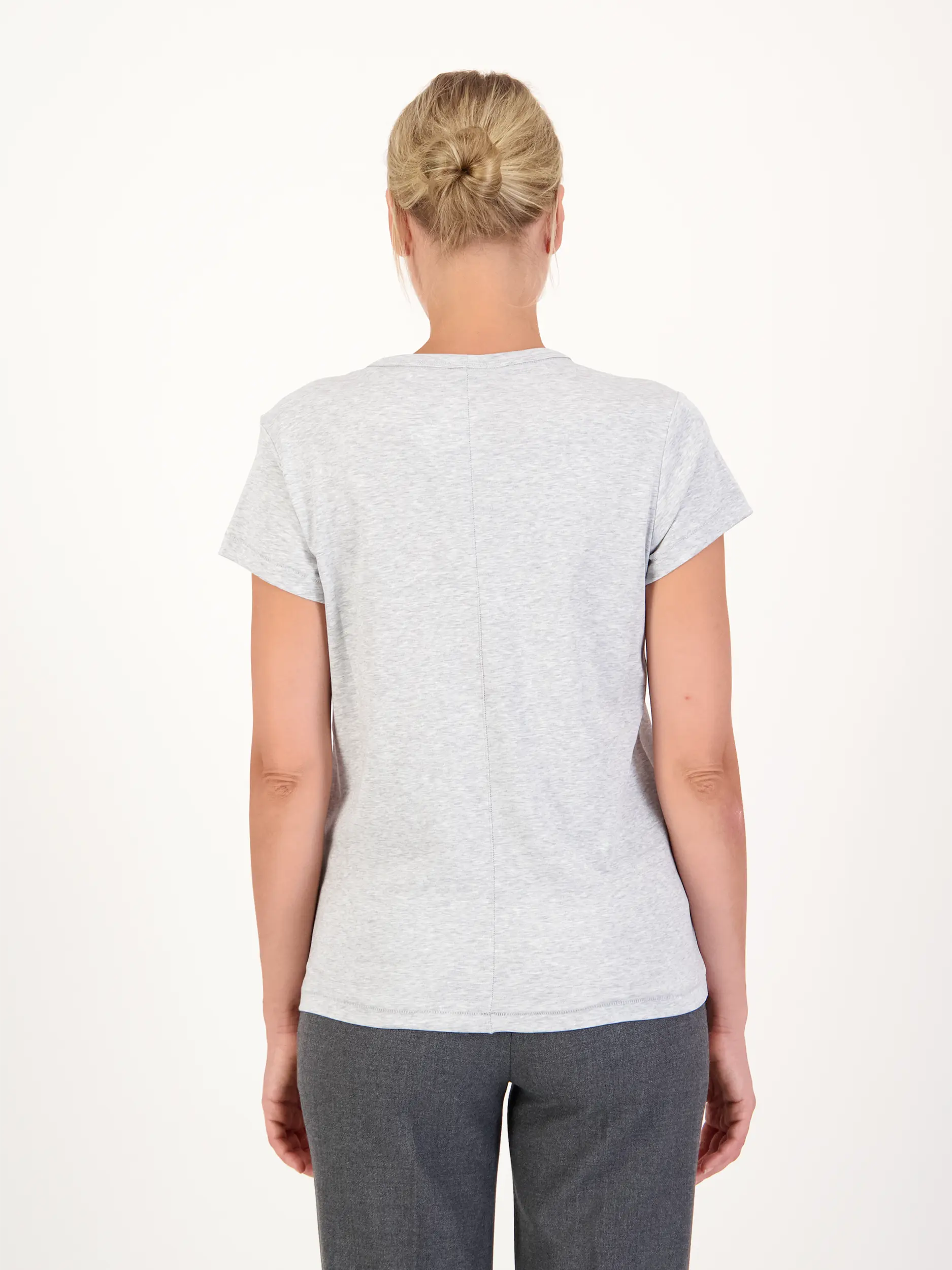 T-Shirt 'Candy' - Artikel Rückseite getragen von einem Modell - Farbe: Grau