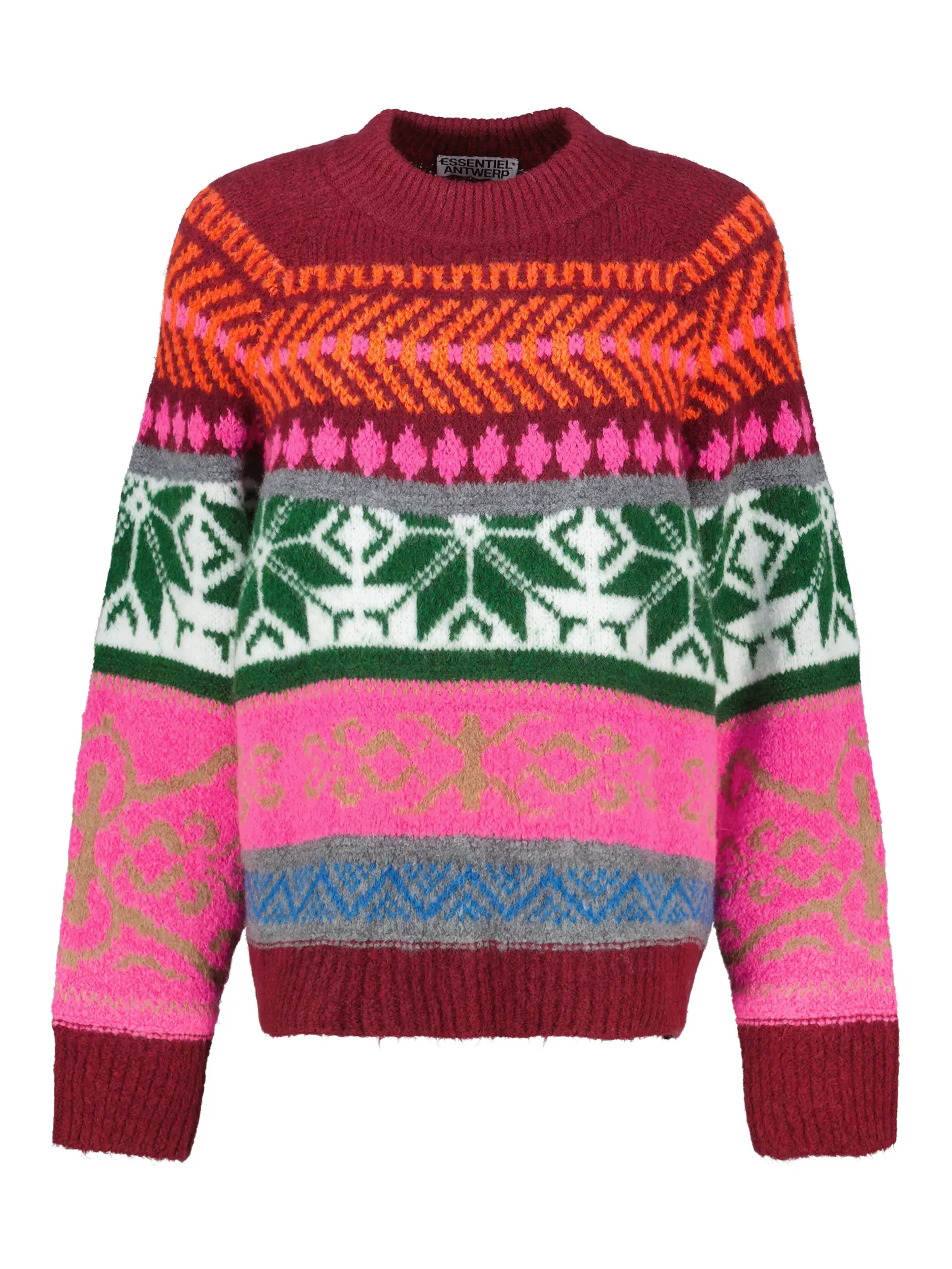 Gemusterter Pullover 'Irelando' langarm - Artikel Vorderseite - Farbe: Rosa&Pink