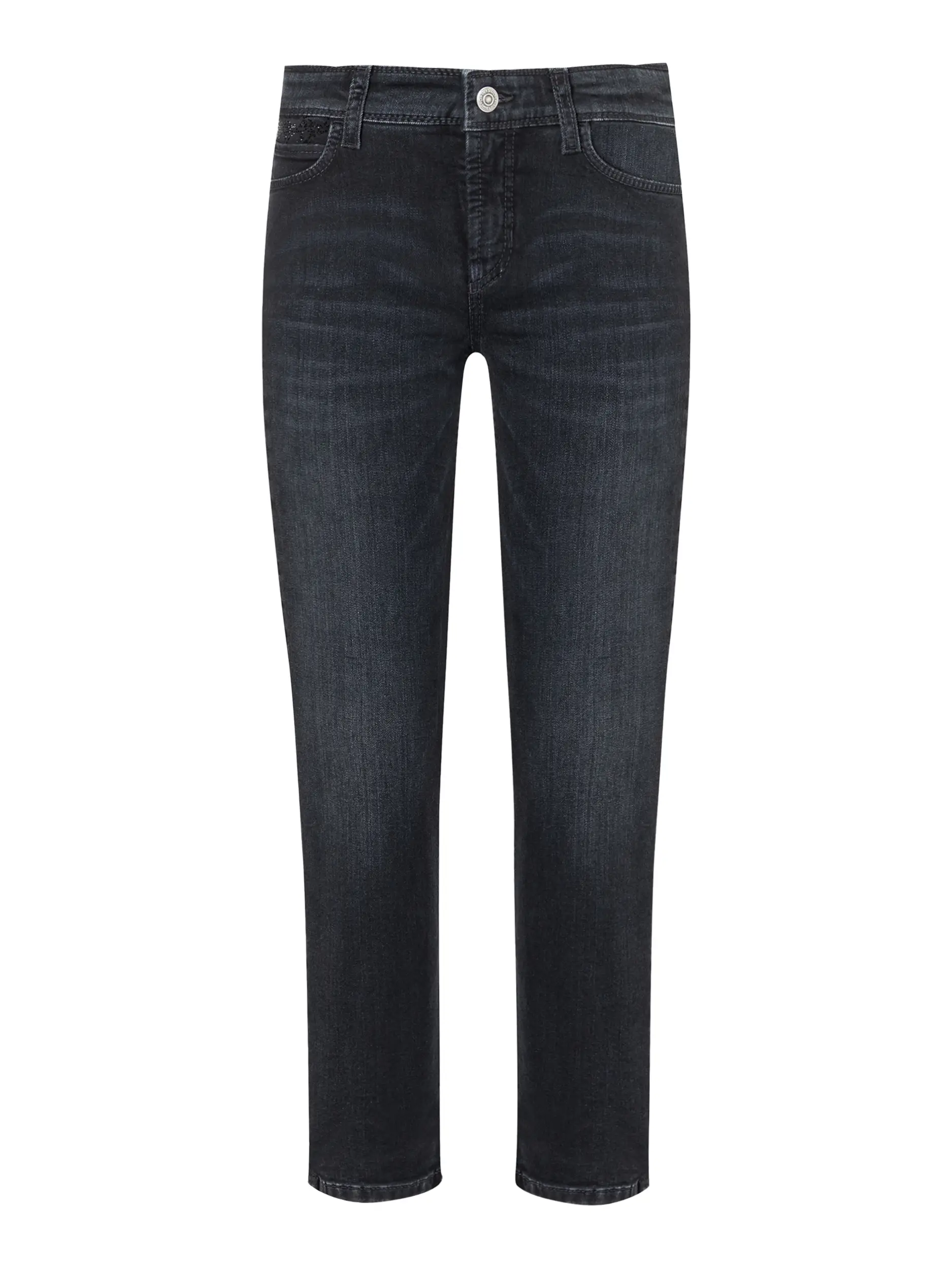 Mid Waist Slim Fit Jeans 'Pipershort' - Artikel Vorderseite - Farbe: Schwarz