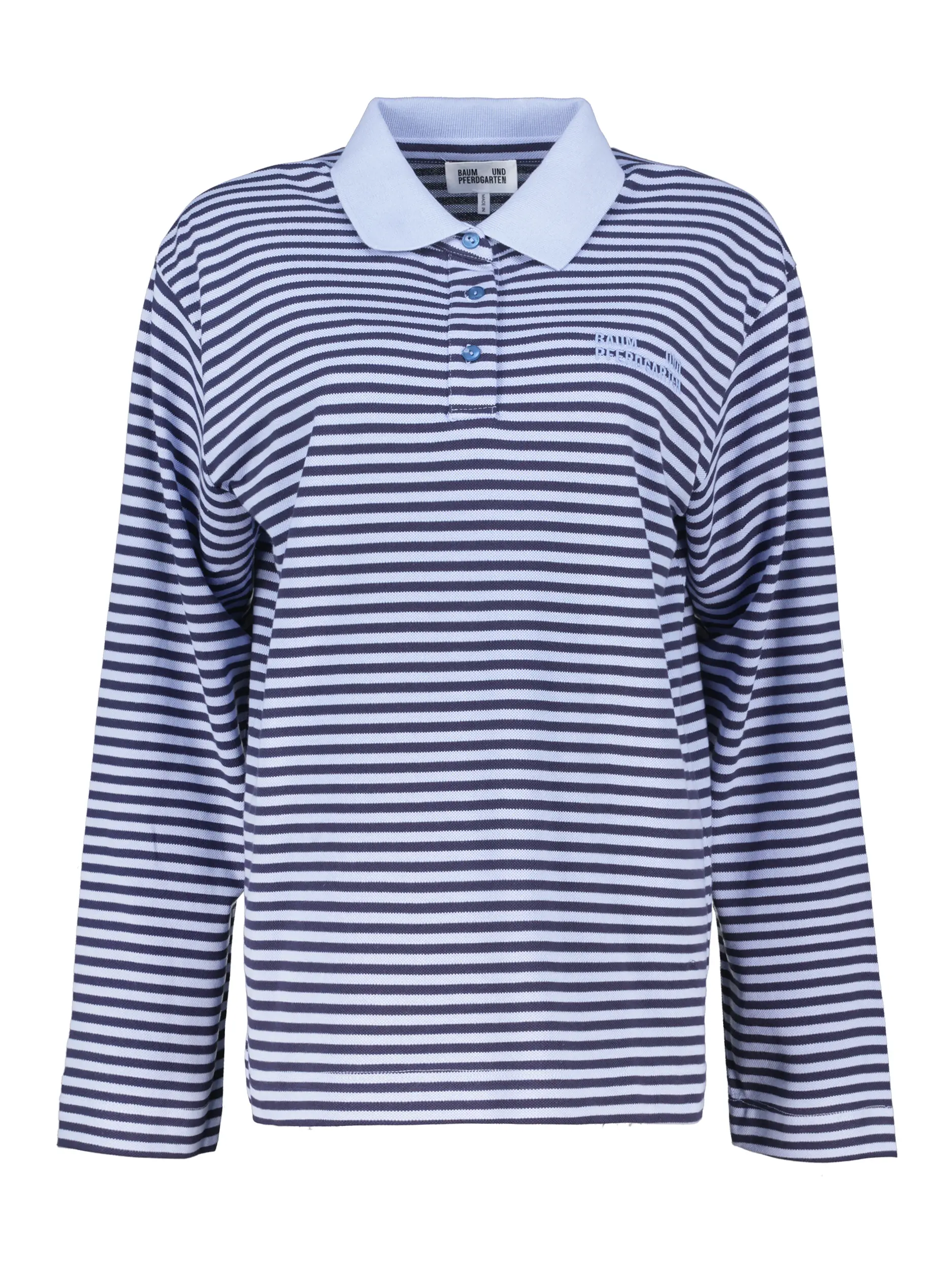 Gestreiftes Poloshirt langarm - Artikel Vorderseite - Farbe: Blau