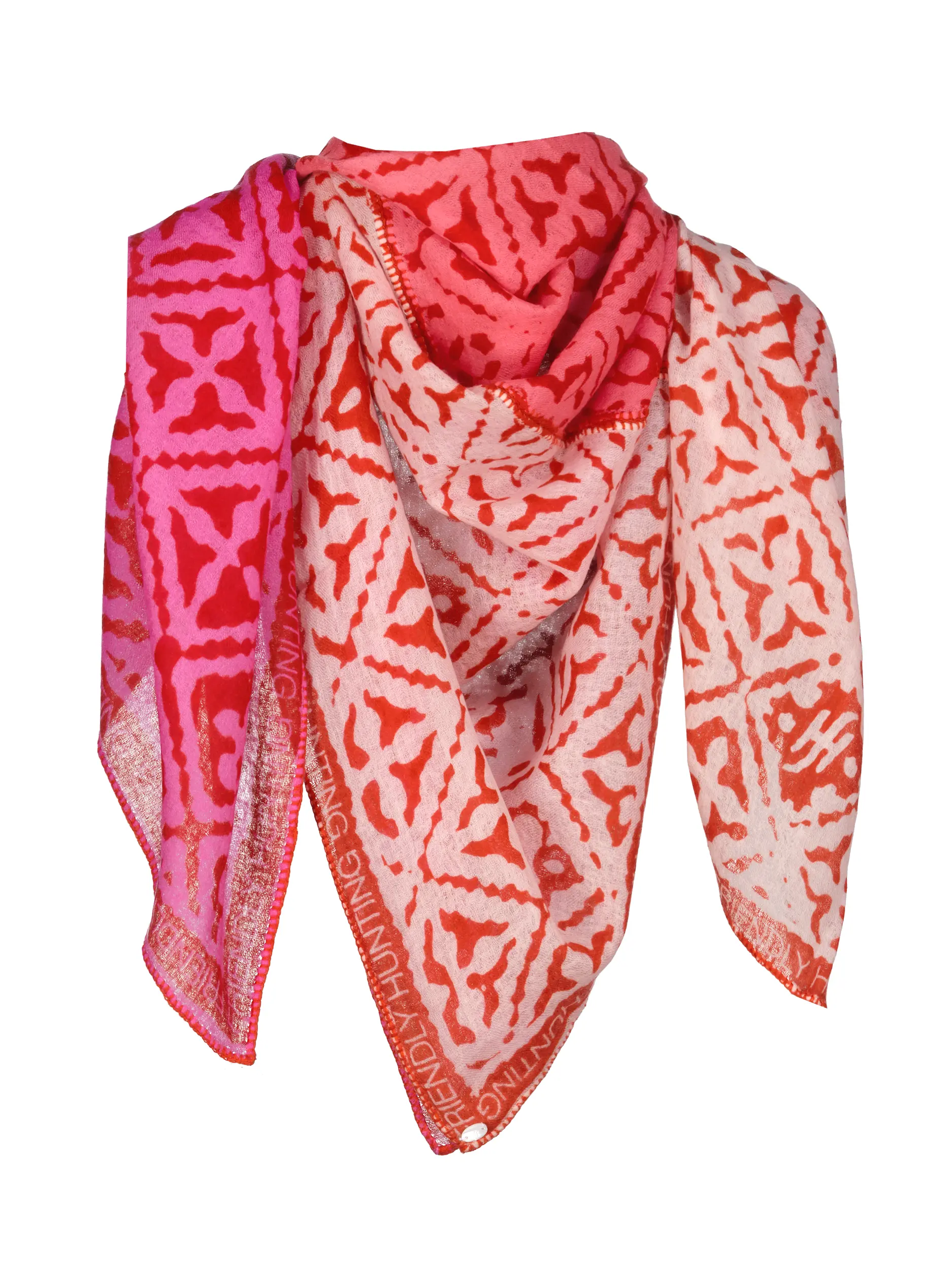 Gemustertes Tuch 'Eyes of Marrakesh Superpatch' aus Kaschmir - Artikel Vorderseite - Farbe: Rosa&Pink