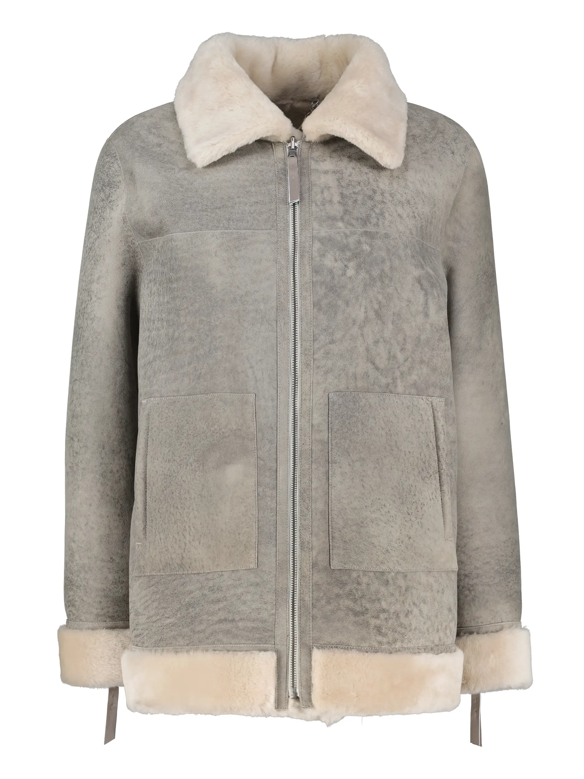 Lammfelljacke 'Rider' - Artikel Vorderseite - Farbe: Grau