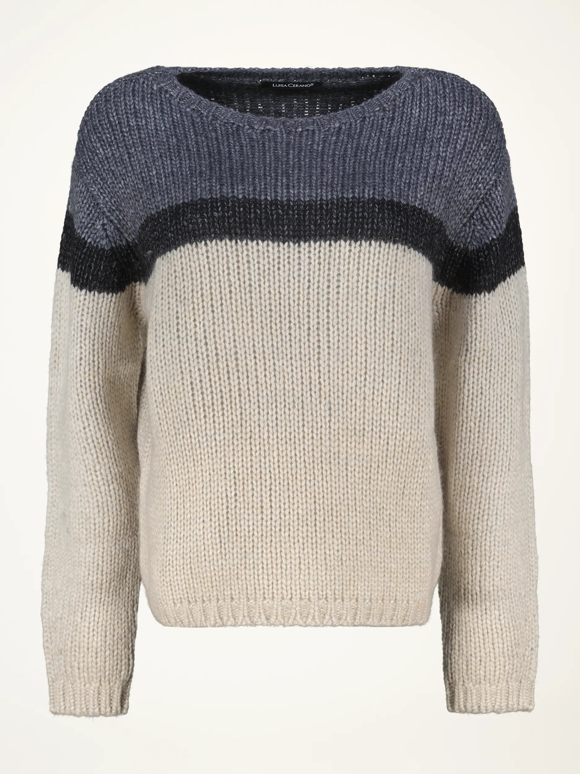 Gemusterter Pullover aus Wolle langarm - Artikelansicht - Farbe: Creme