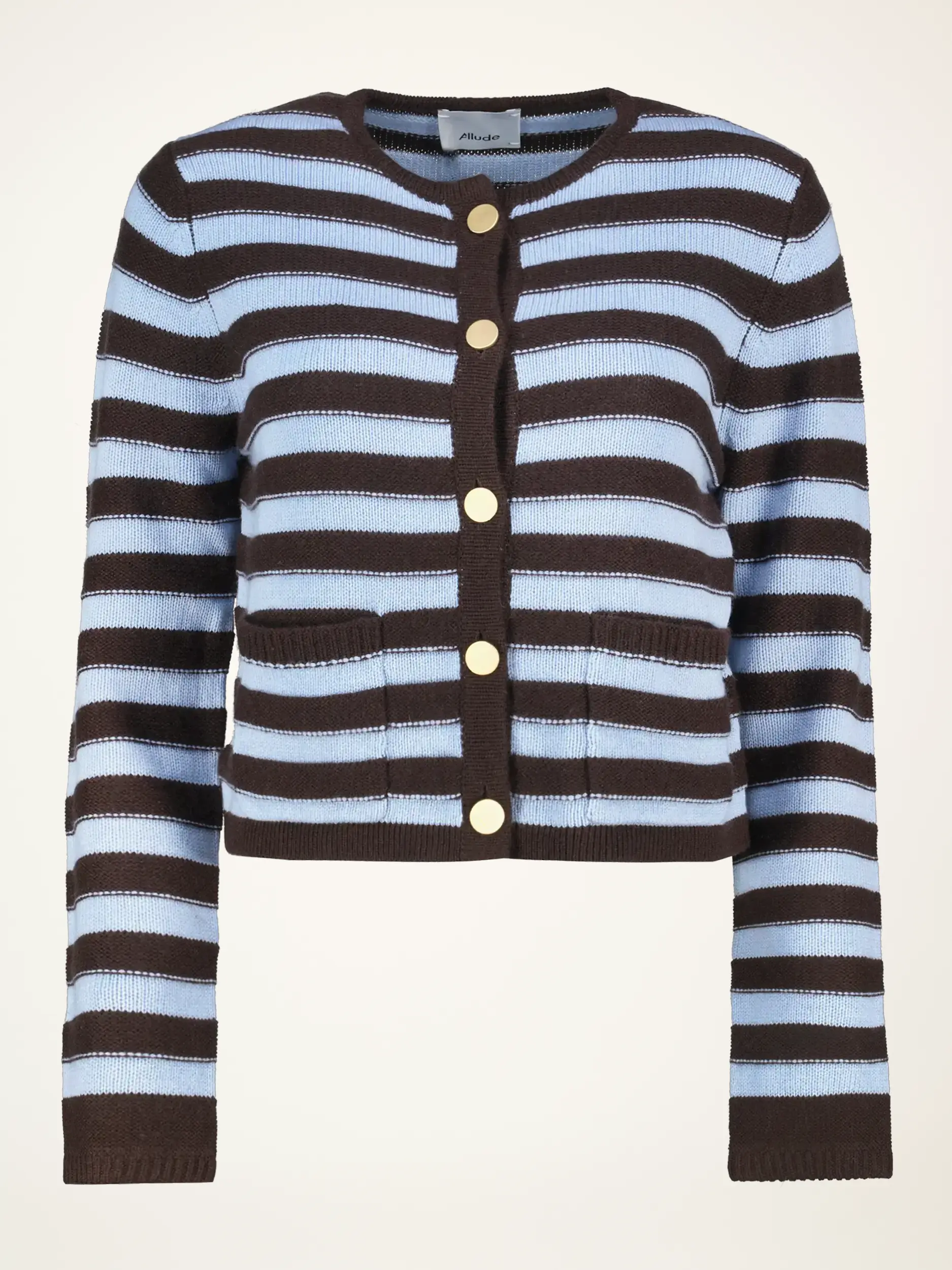 Gestreifte Strickjacke aus Wolle - Artikelansicht - Farbe: Blau