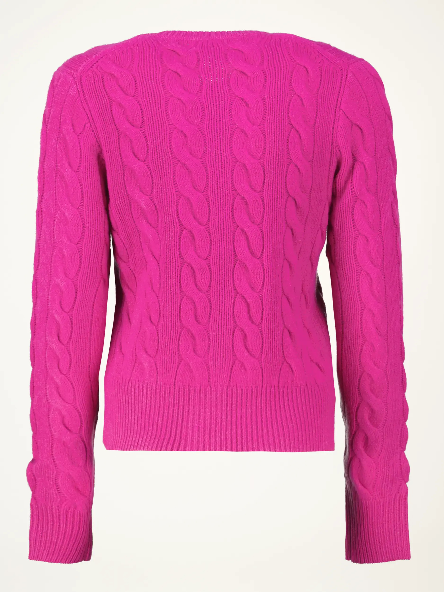 Strickjacke mit Zopfmuster  - Artikel Rückseite - Farbe: Rosa&Pink