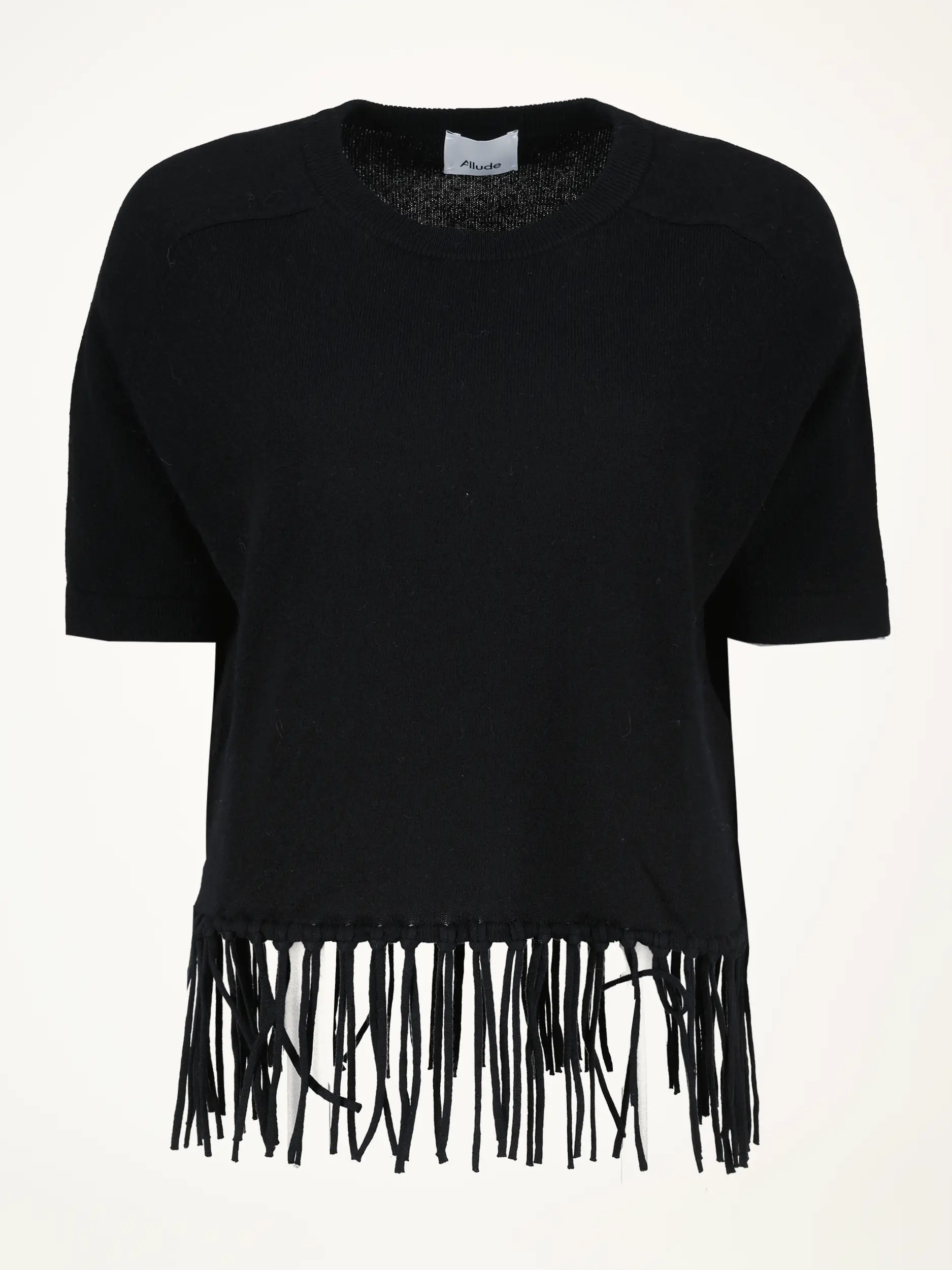 Pullover aus Wolle mit Fransen kurzarm - Artikelansicht - Farbe: Schwarz