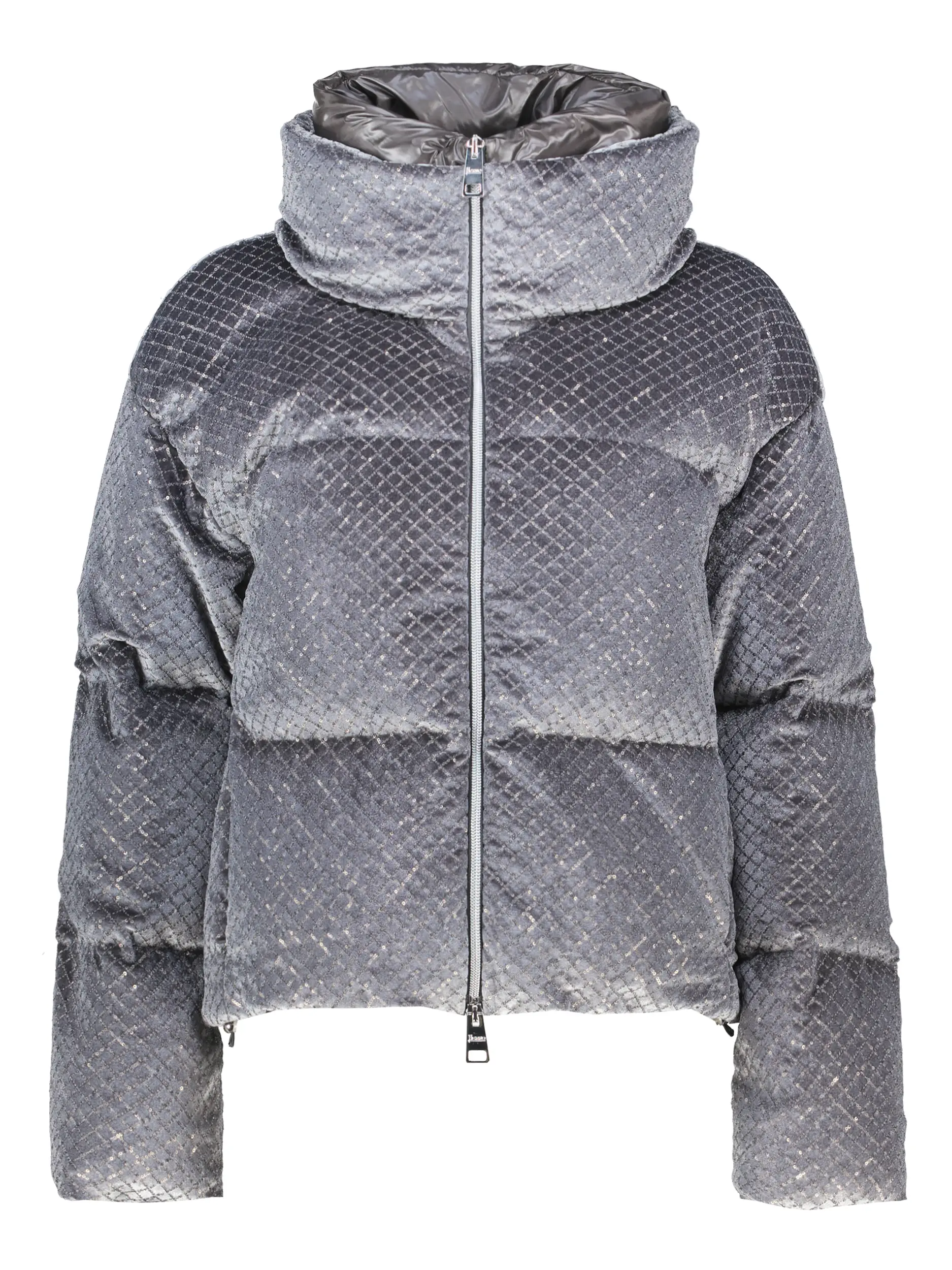 Daunenjacke mit Paillettenrauten - Artikel Vorderseite - Farbe: Grau