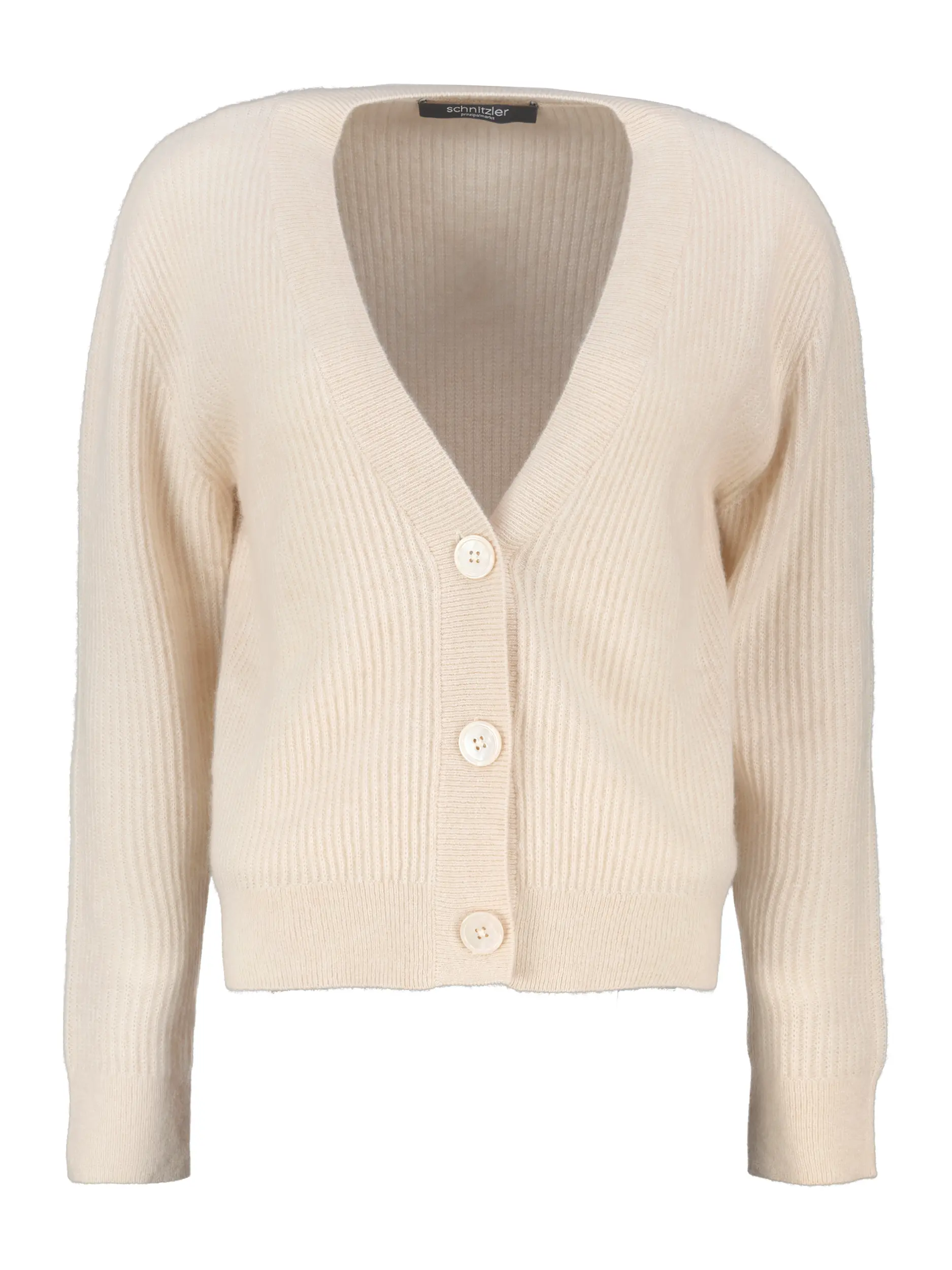Strickjacke aus Kaschmir-Mix langarm - Artikel Vorderseite - Farbe: Beige