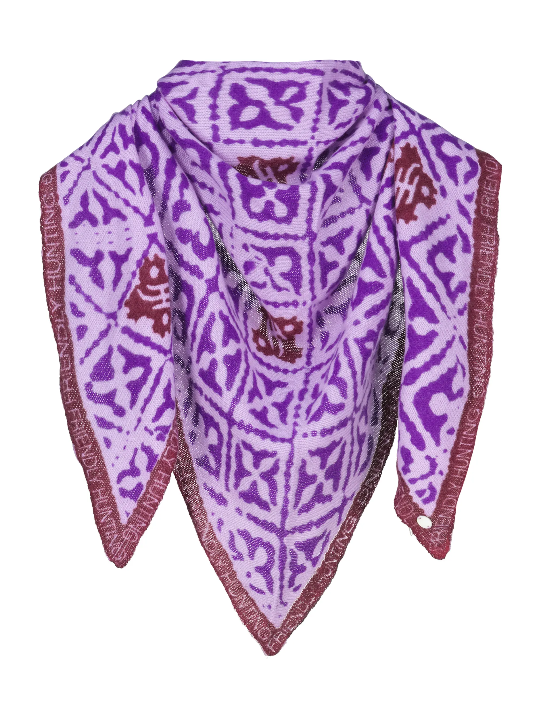 Gemustertes Dreieckstuch 'Eyes of Marrakesh' aus Kaschmir - Artikel Vorderseite - Farbe: Violett