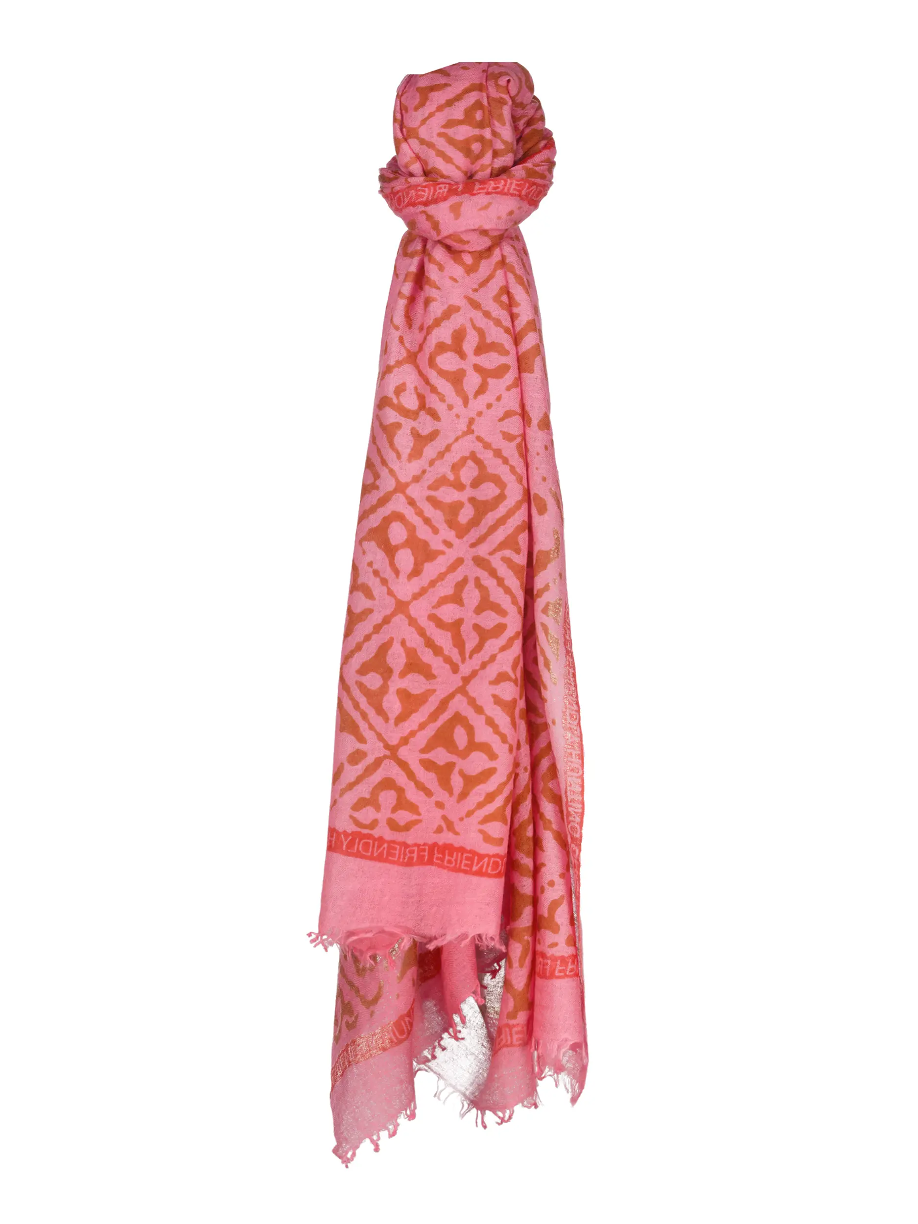 Gemusterter Schal 'Eyes of Marrakesh' aus Kaschmir - Artikel Vorderseite - Farbe: Rosa&Pink
