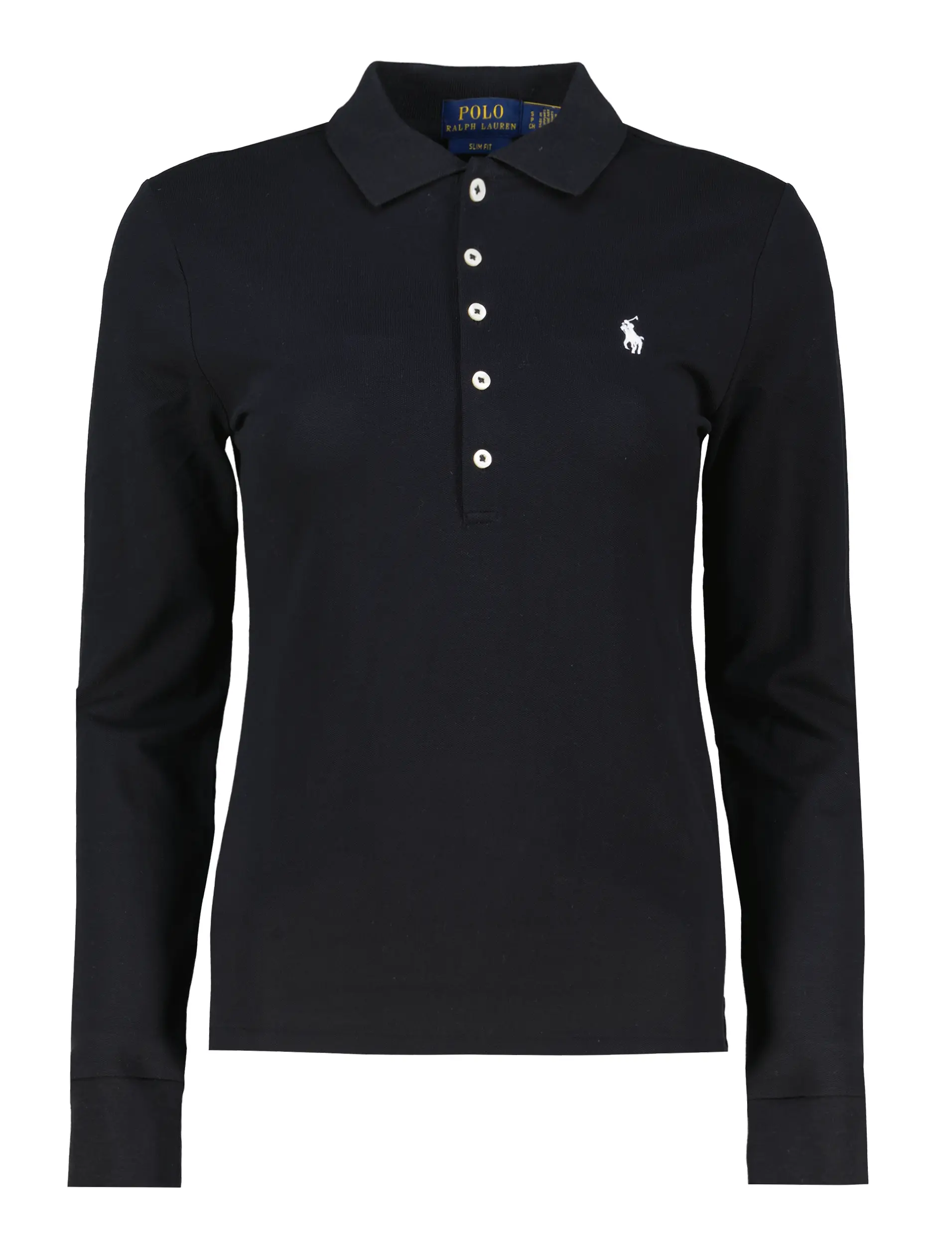 Poloshirt langarm - Artikel Vorderseite - Farbe: Schwarz