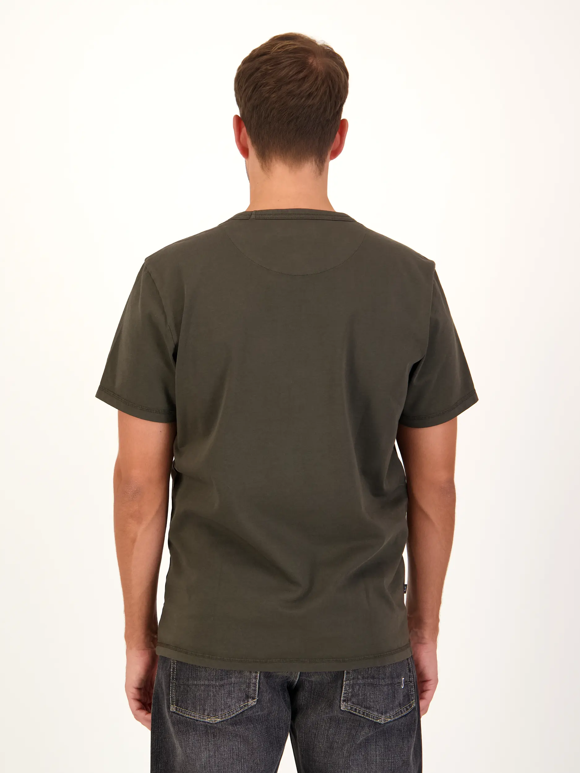 T-Shirt - Artikel Rückseite getragen von einem Modell - Farbe: Braun