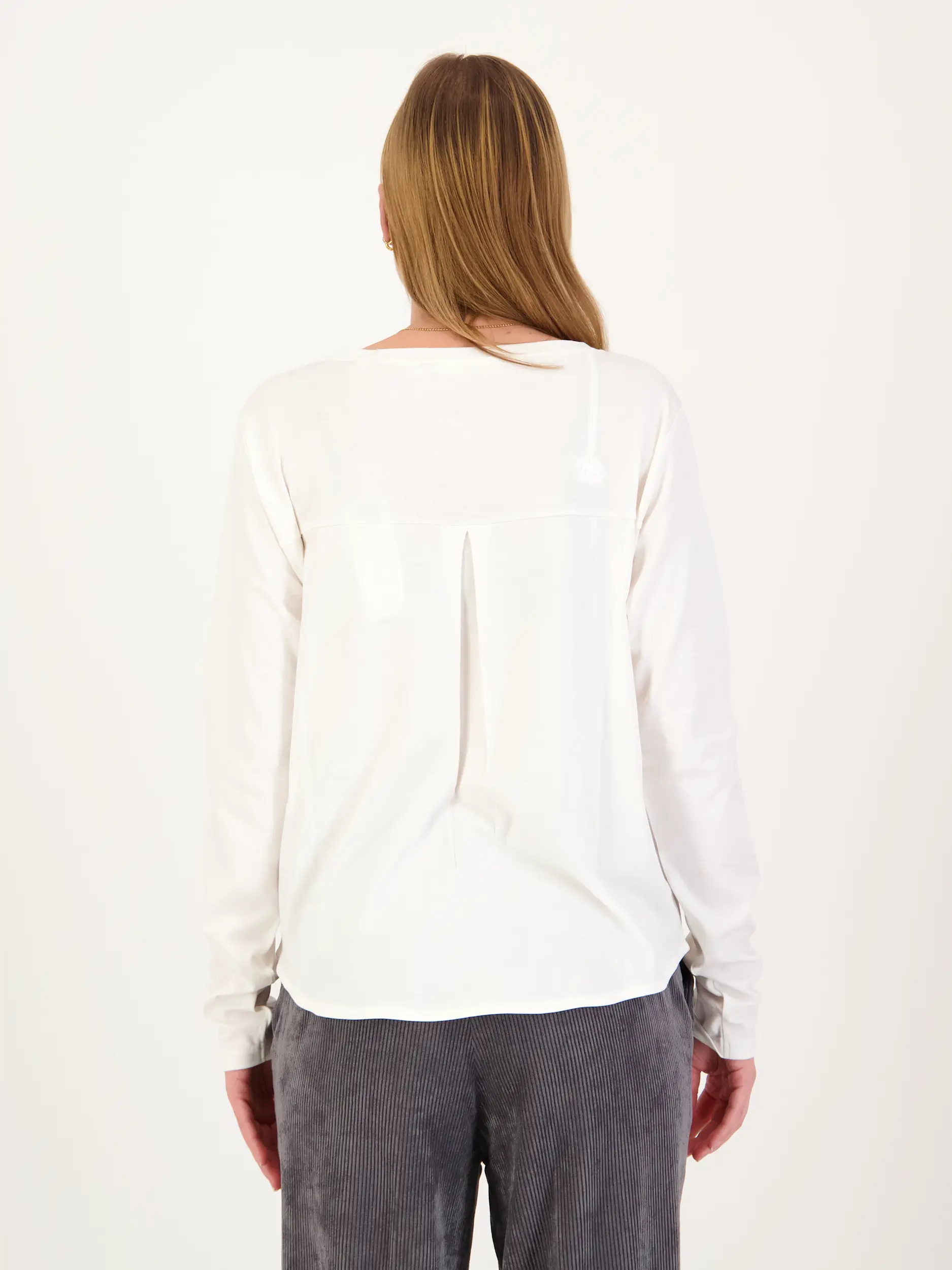Langarmshirt  - Artikel Rückseite getragen von einem Modell - Farbe: Creme