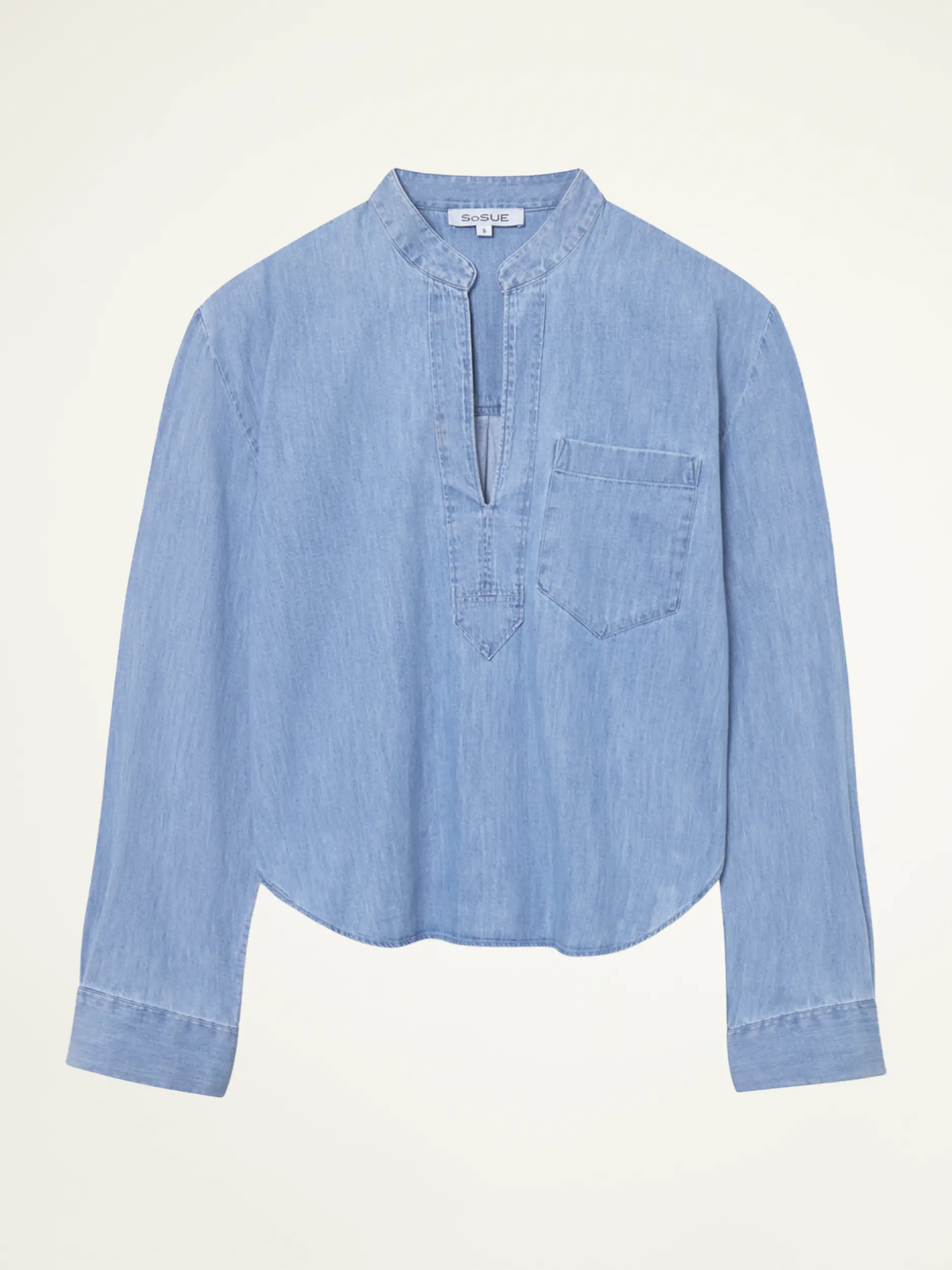 Cropped Jeansbluse langarm - Artikelansicht - Farbe: Blau