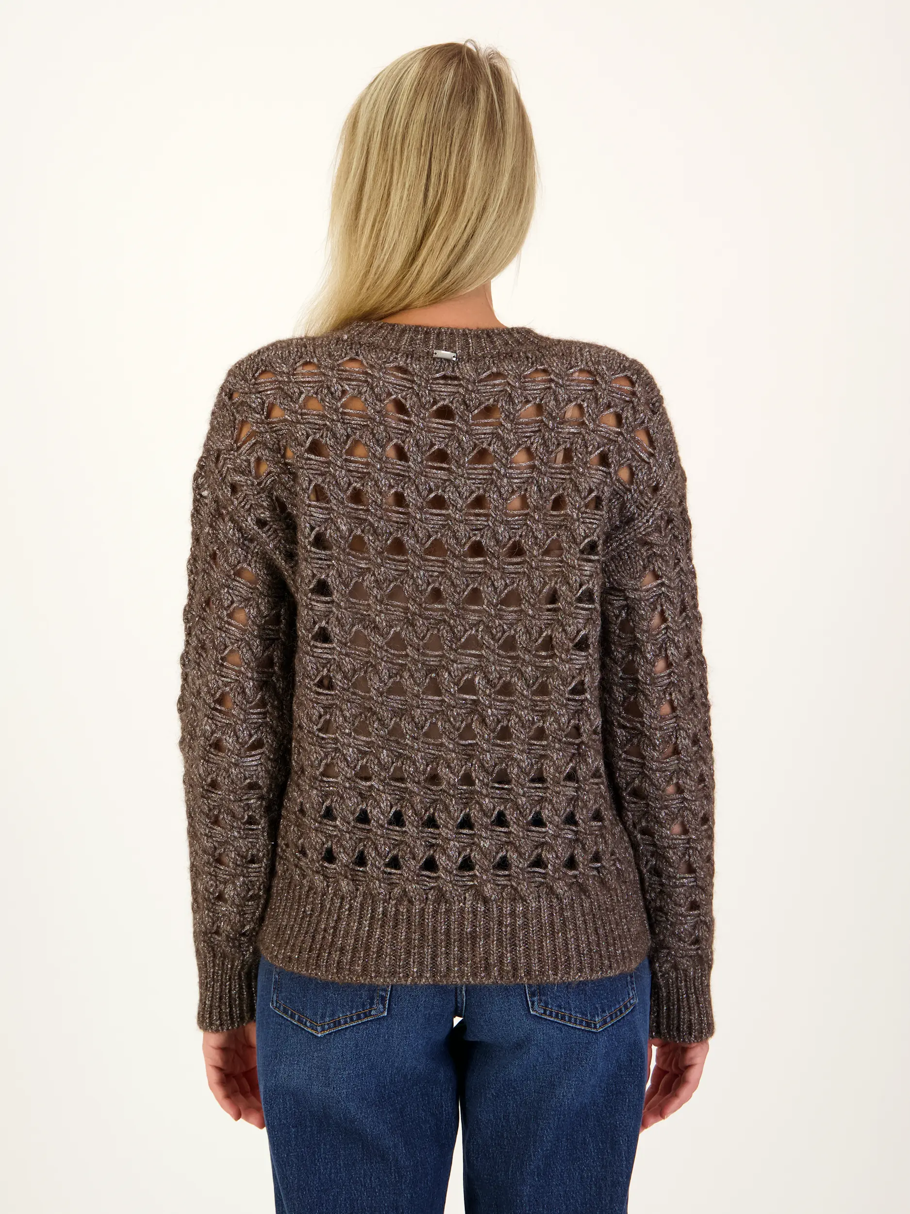 Pullover aus Woll-Mix langarm - Artikel Rückseite getragen von einem Modell