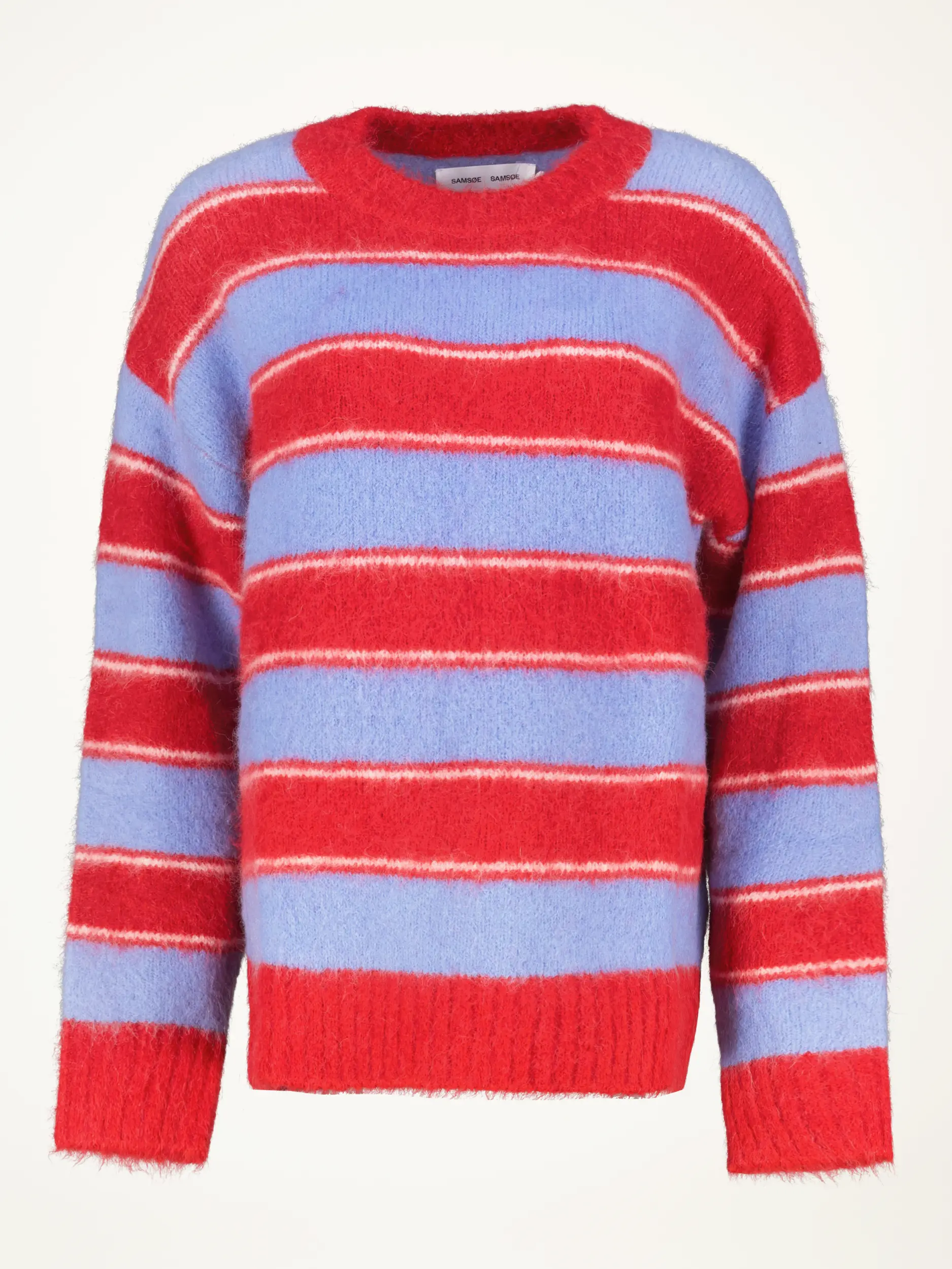 Gestreifter Pullover 'Sajeanne' aus Alpaka-Mix langarm - Artikelansicht - Farbe: Rot