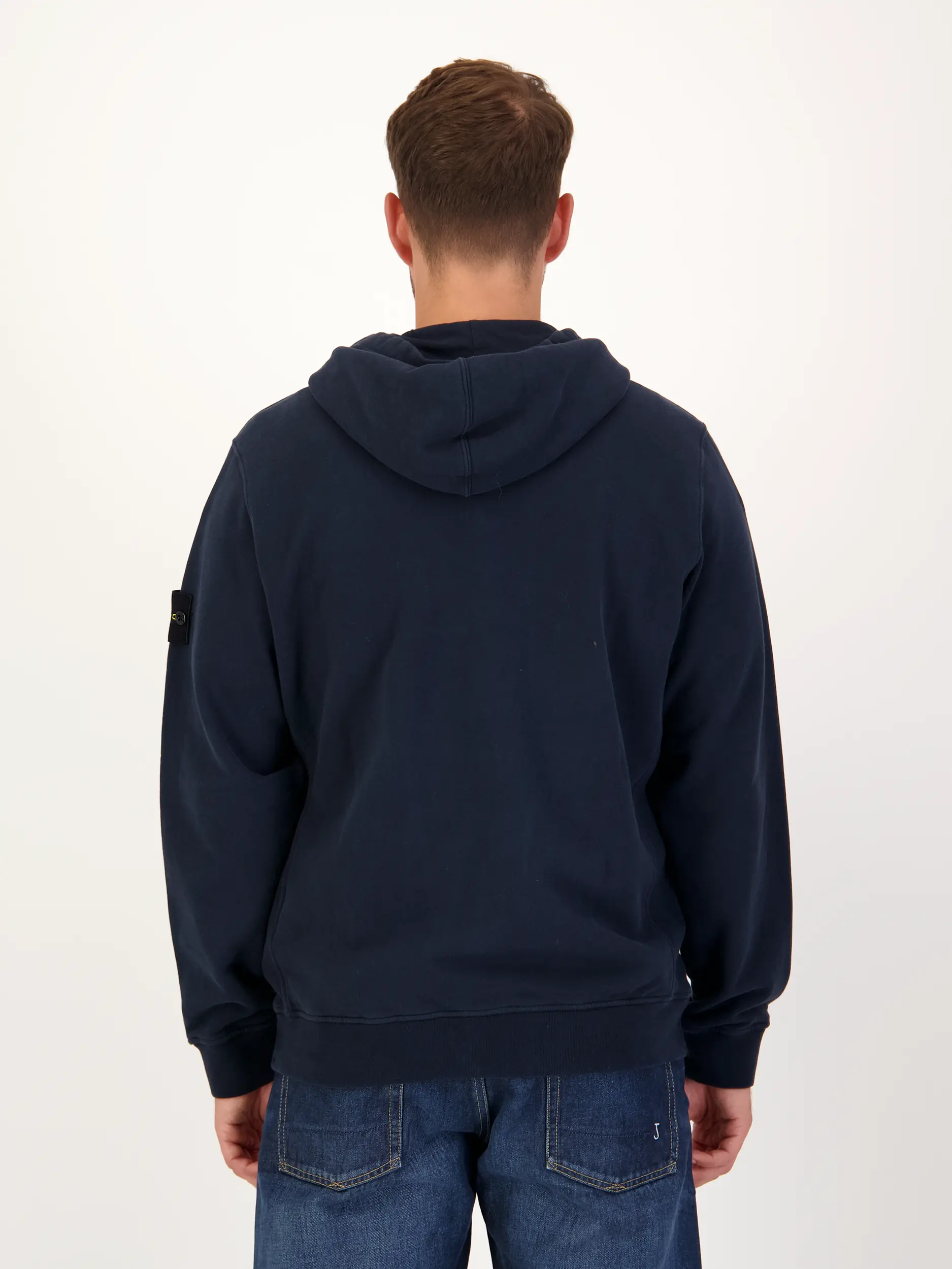 Sweatjacke - Artikel Rückseite getragen von einem Modell - Farbe: Blau