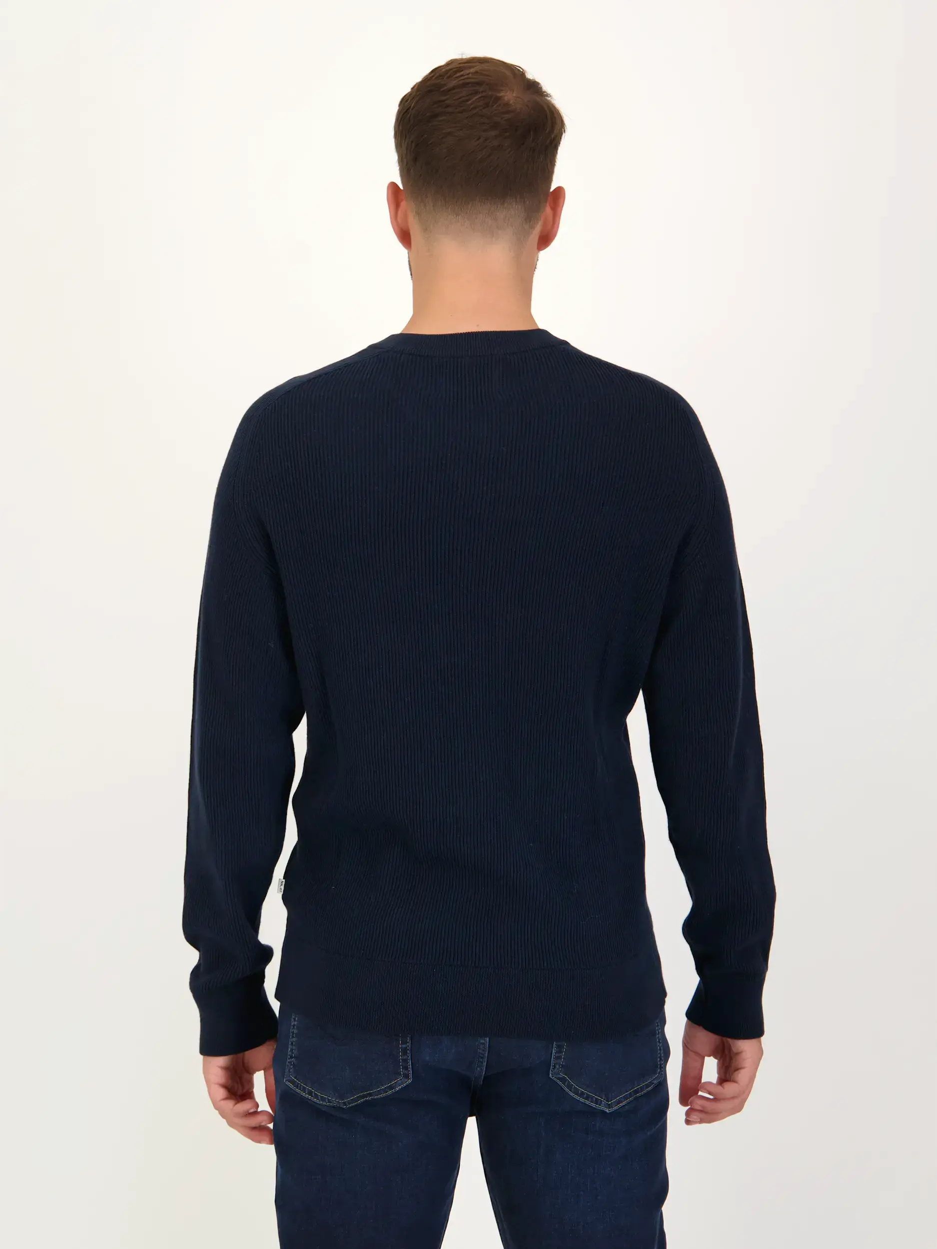 Pullover 'Kevin' - Artikel Rückseite getragen von einem Modell - Farbe: Blau