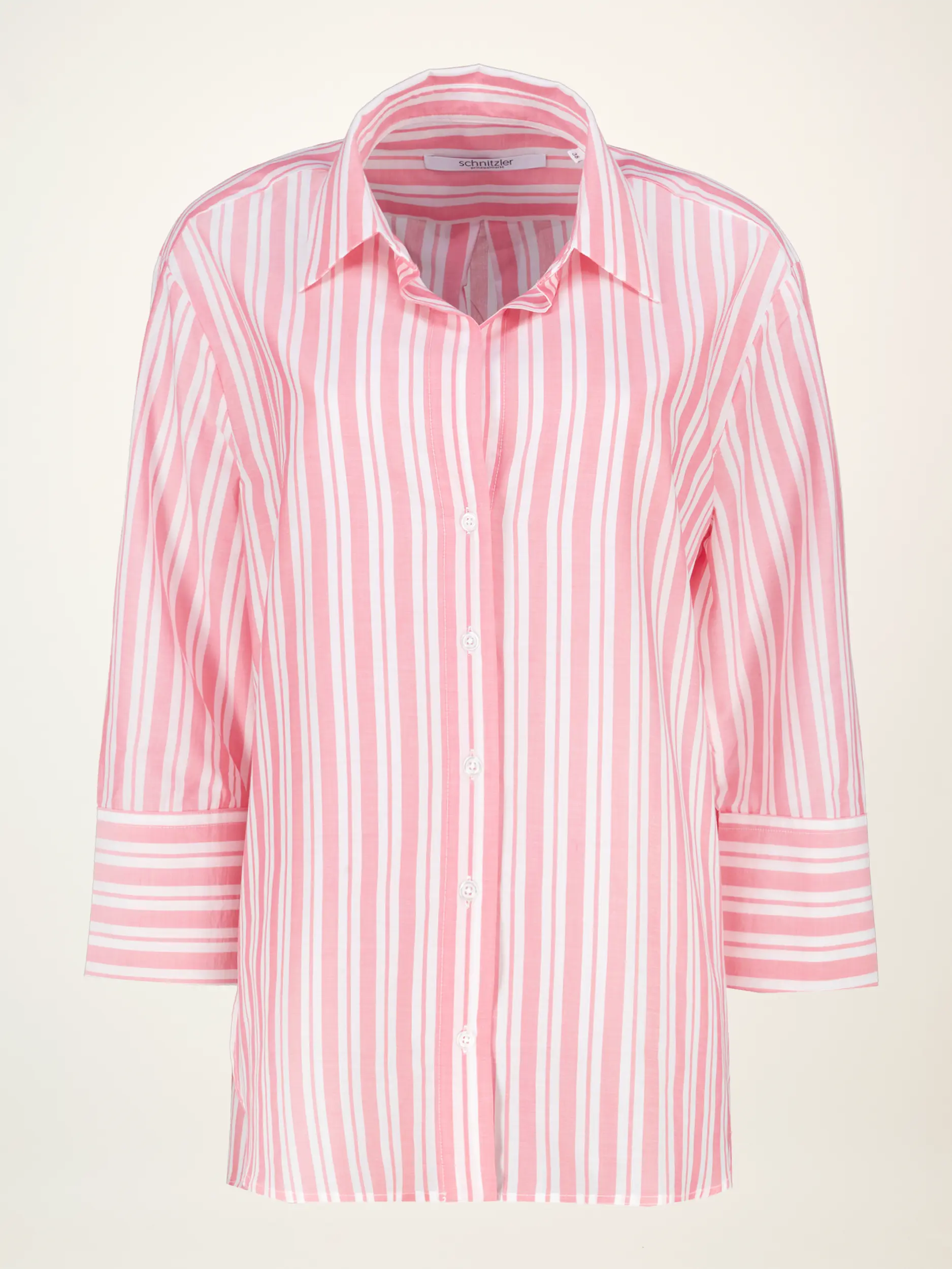 Gestreifte Baumwollbluse 3/4-Arm - Artikelansicht - Farbe: Rot