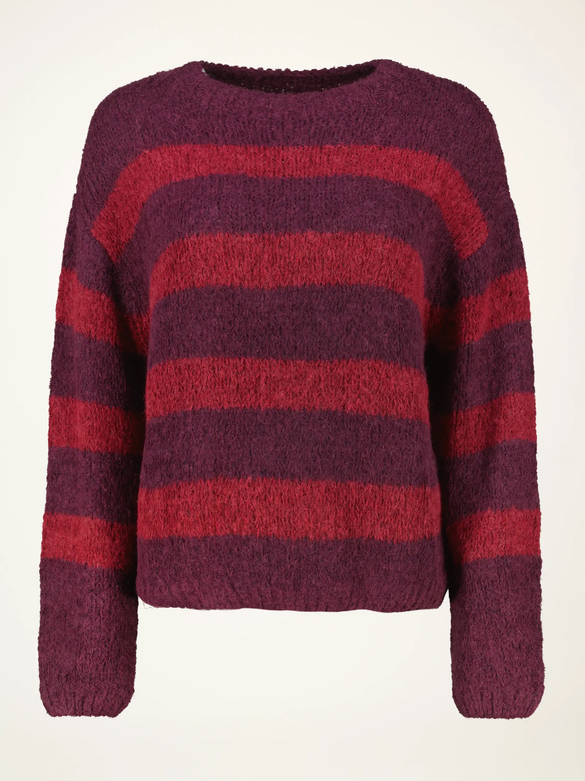 Gestreifter Pullover aus Alpaka-Mix langarm - Artikelansicht - Farbe: Rot