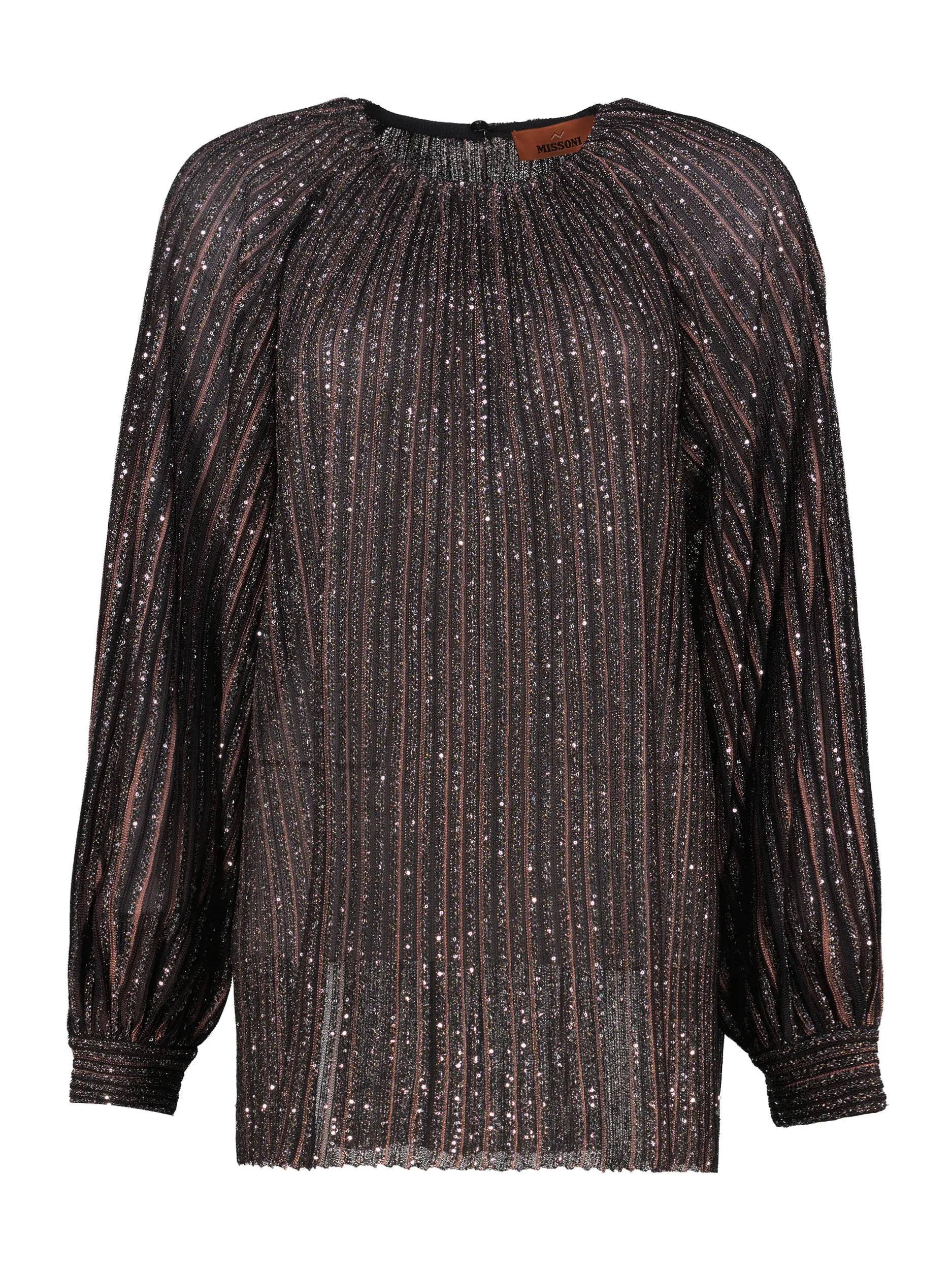 Gestreifte Bluse mit Glitzerpailletten langarm - Artikel Vorderseite - Farbe: Schwarz