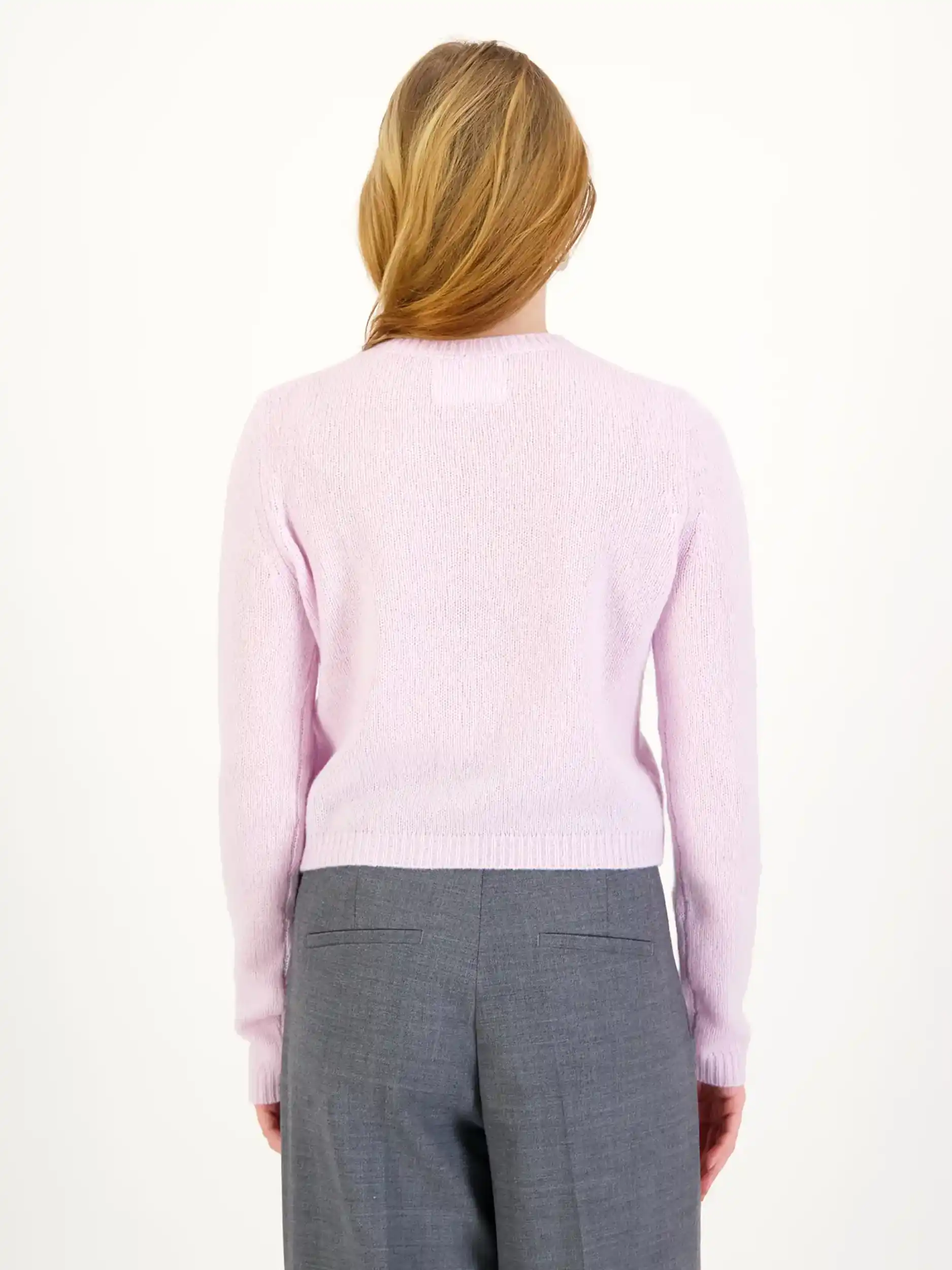 Strickjacke 'Felicia'  - Artikel Rückseite getragen von einem Modell - Farbe: Rosa&Pink