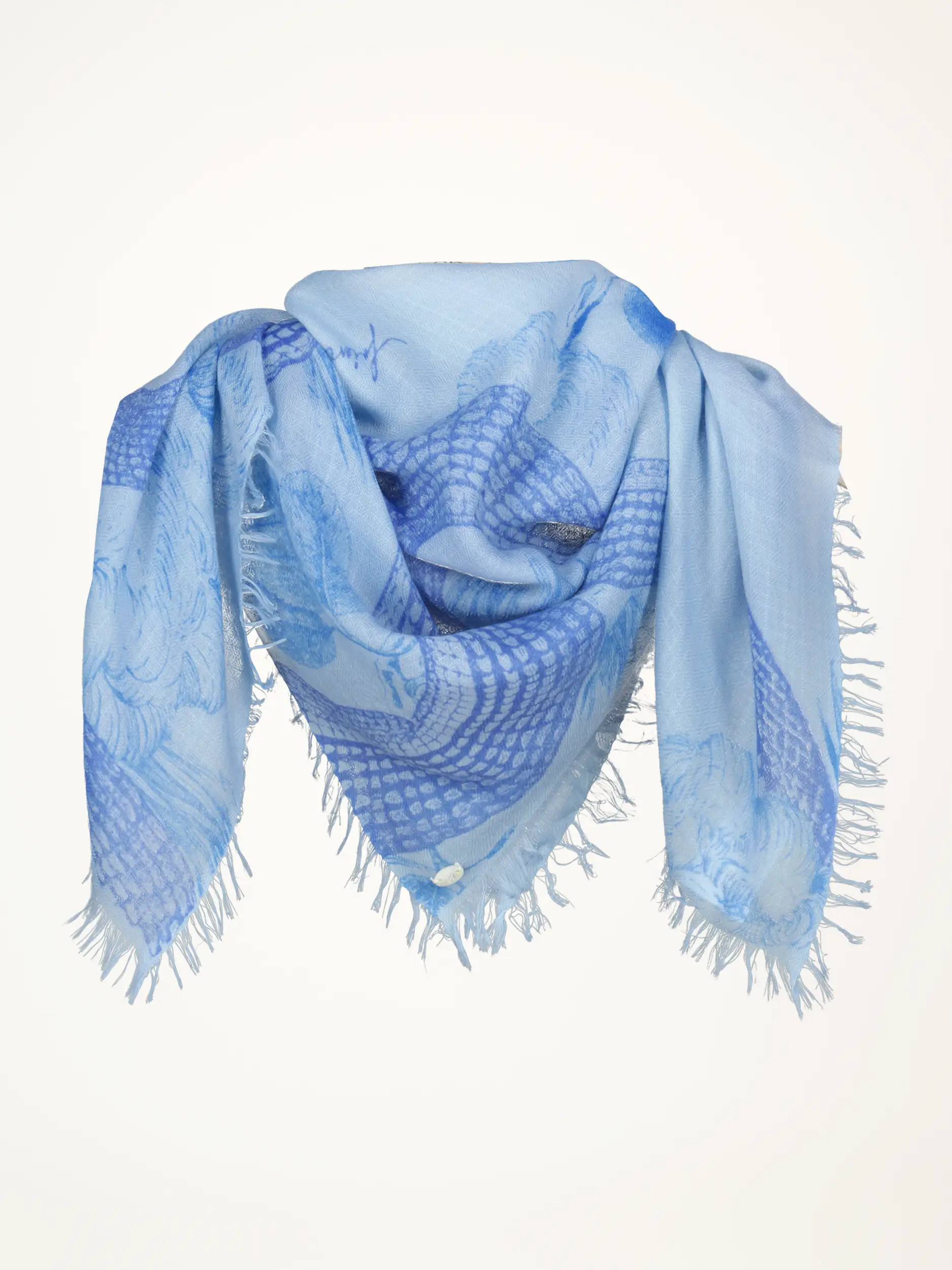 Tuch 'Garden Eden' aus Kaschmir - Artikelansicht - Farbe: Blau