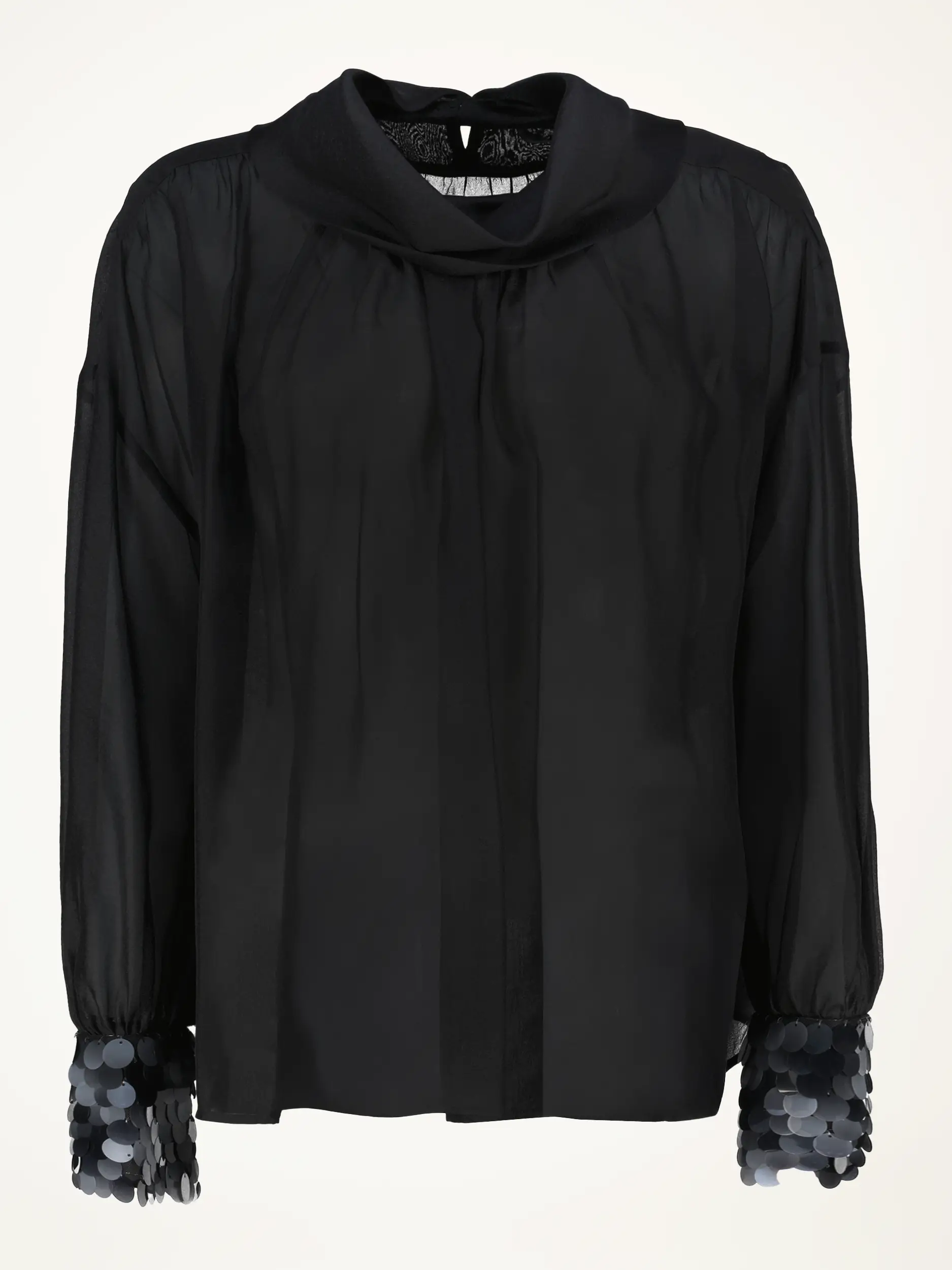 Bluse mit Paillettenärmel langarm - Artikelansicht - Farbe: Schwarz