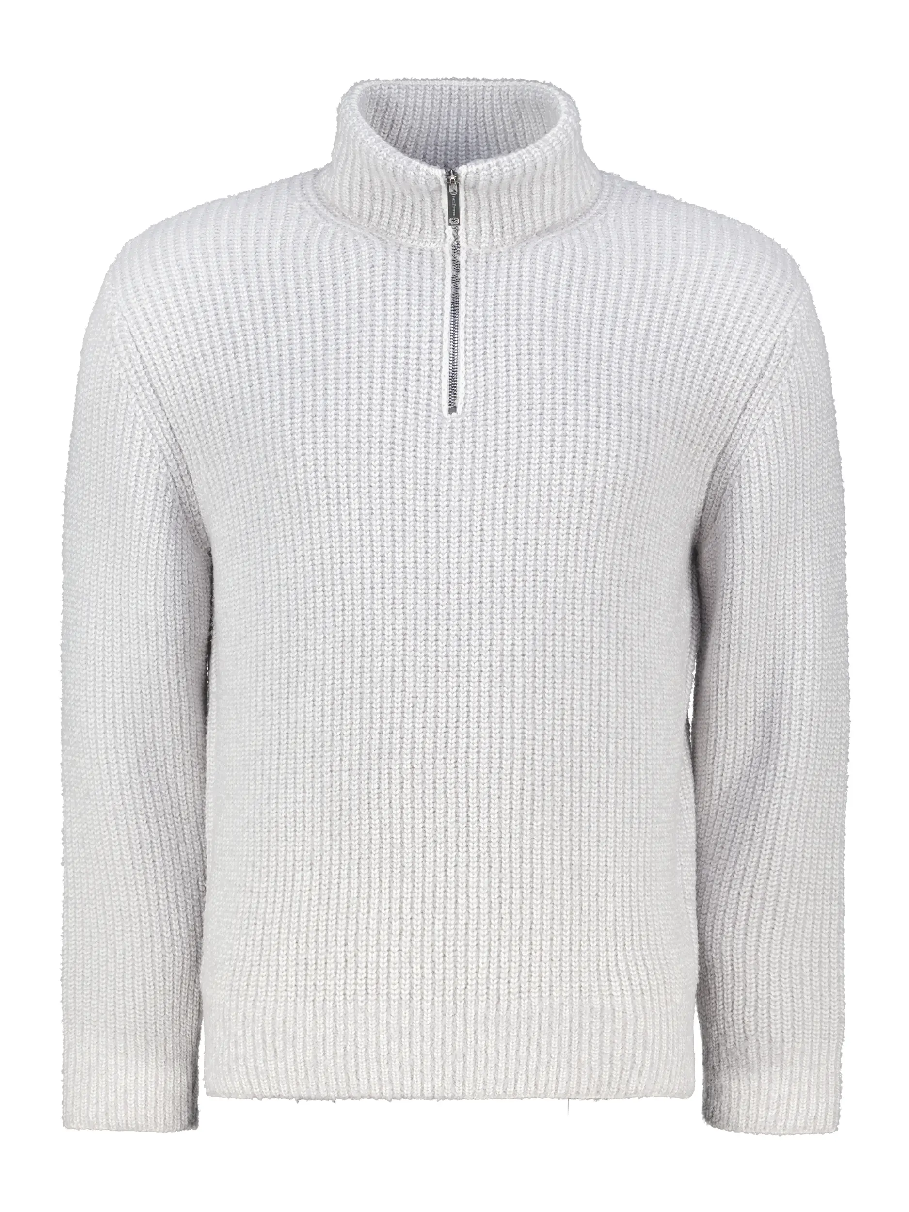 Pullover mit Troyerkragen aus Woll-Mix langarm - Artikel Vorderseite - Farbe: Grau