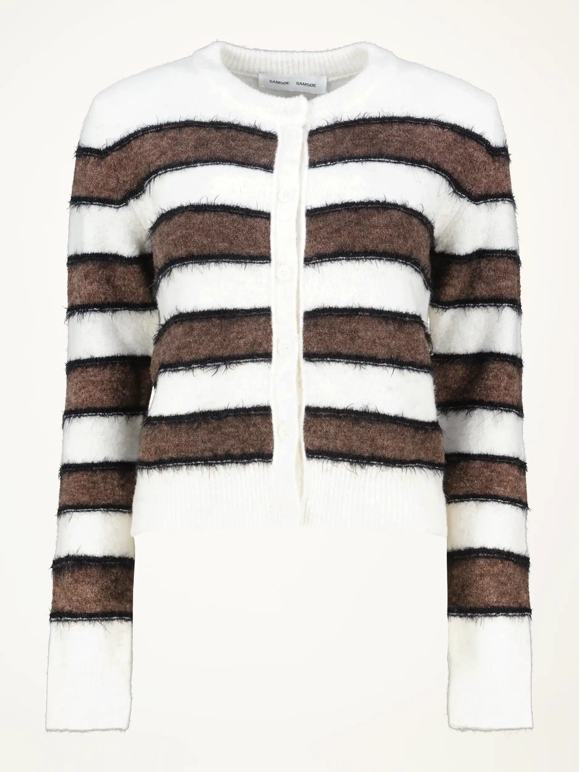 Gestreifte Strickjacke 'Sacian' aus Woll-Mix - Artikelansicht - Farbe: Braun