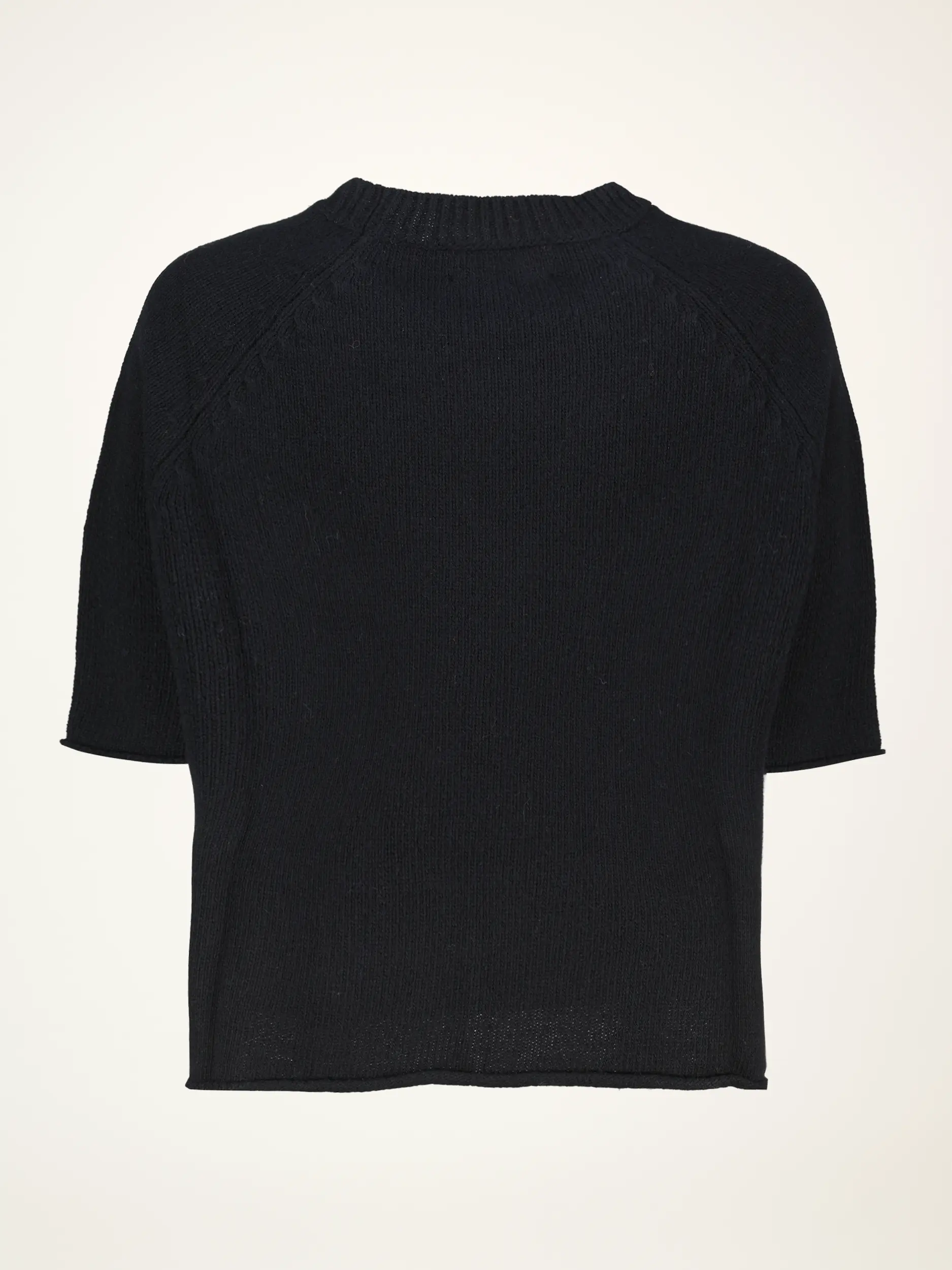 Pullover 'Greta' aus Woll-Kaschmir-Mix kurzarm - Artikel Rückseite - Farbe: Schwarz