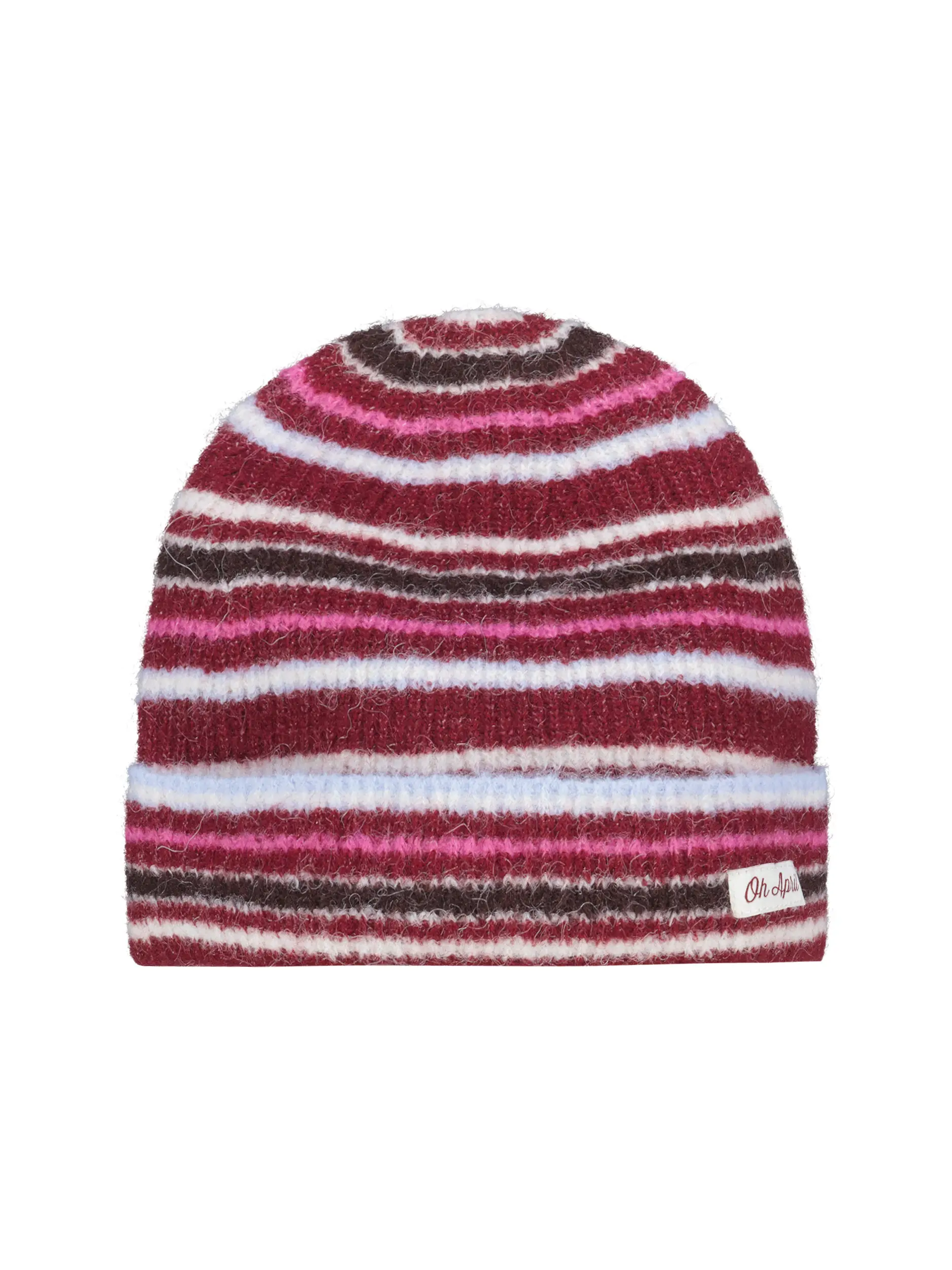 Gestreifte Mütze 'Arlobeanie' - Artikel Vorderseite - Farbe: Rot
