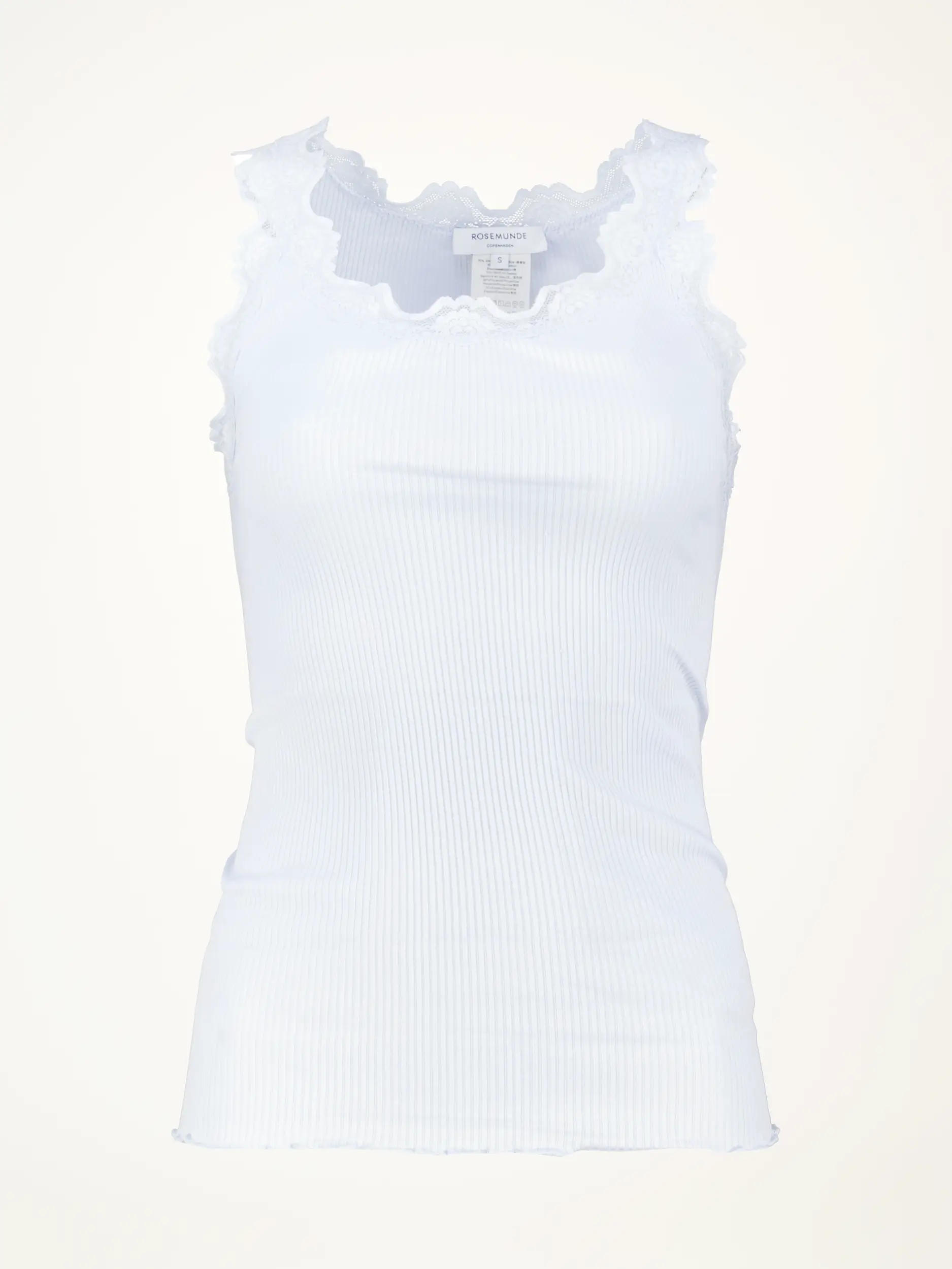 Rippstricktop mit Spitze aus Seiden-Mix - Artikelansicht - Farbe: Blau