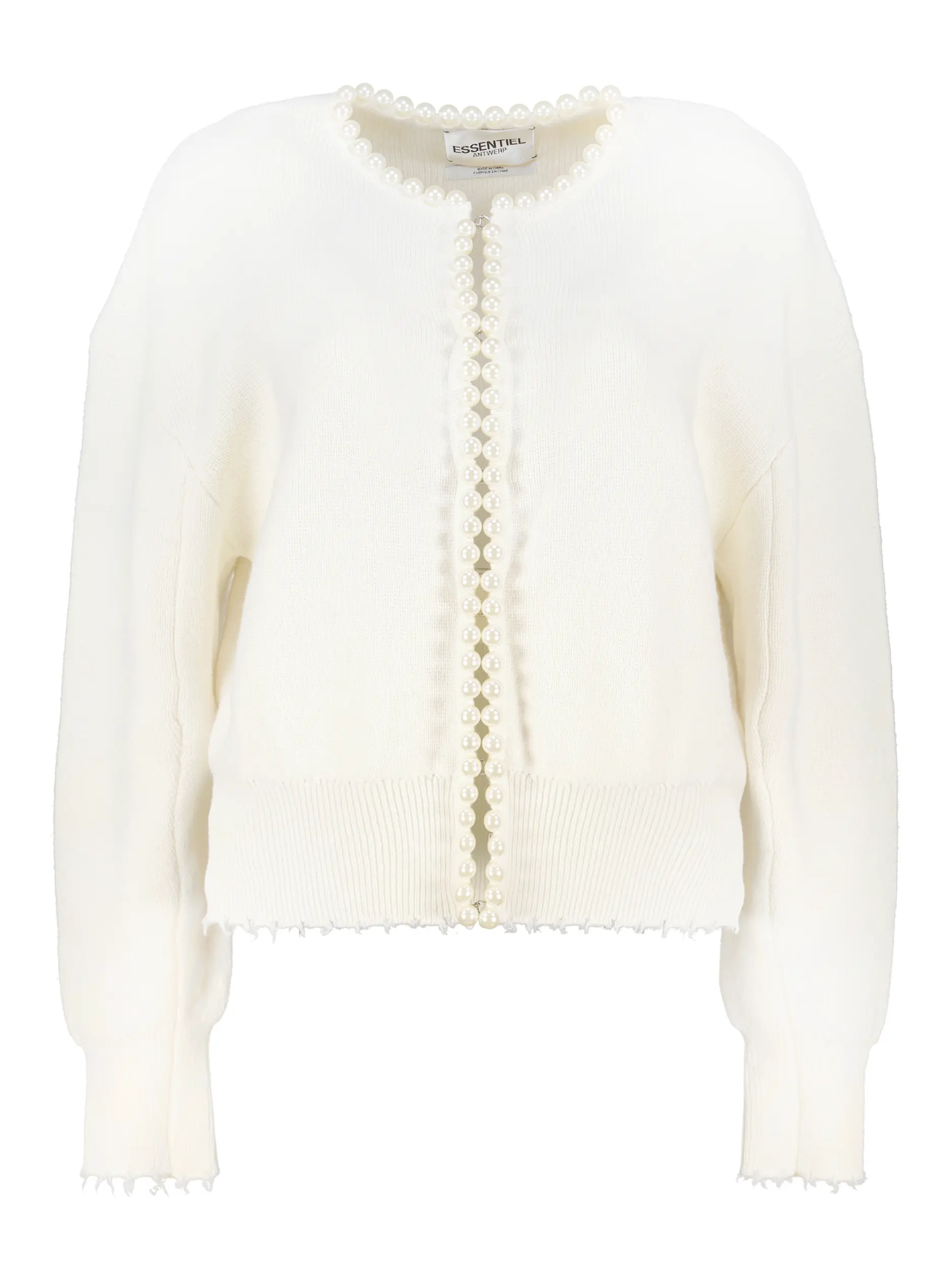 Strickjacke 'Ideas' aus Woll-Mix mit Perlen - Artikel Vorderseite - Farbe: Creme