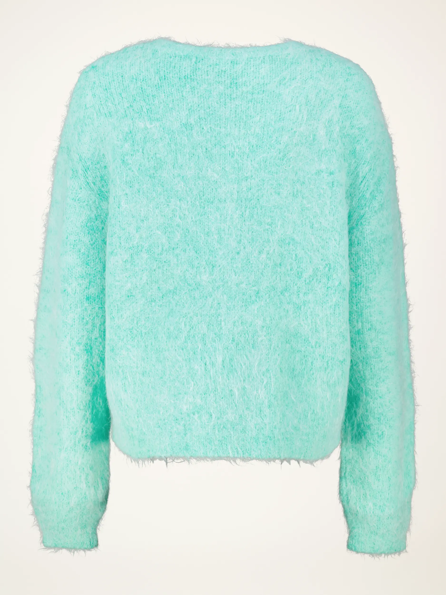 Strickjacke aus Alpaka-Mix langarm - Artikel Rückseite - Farbe: Grün
