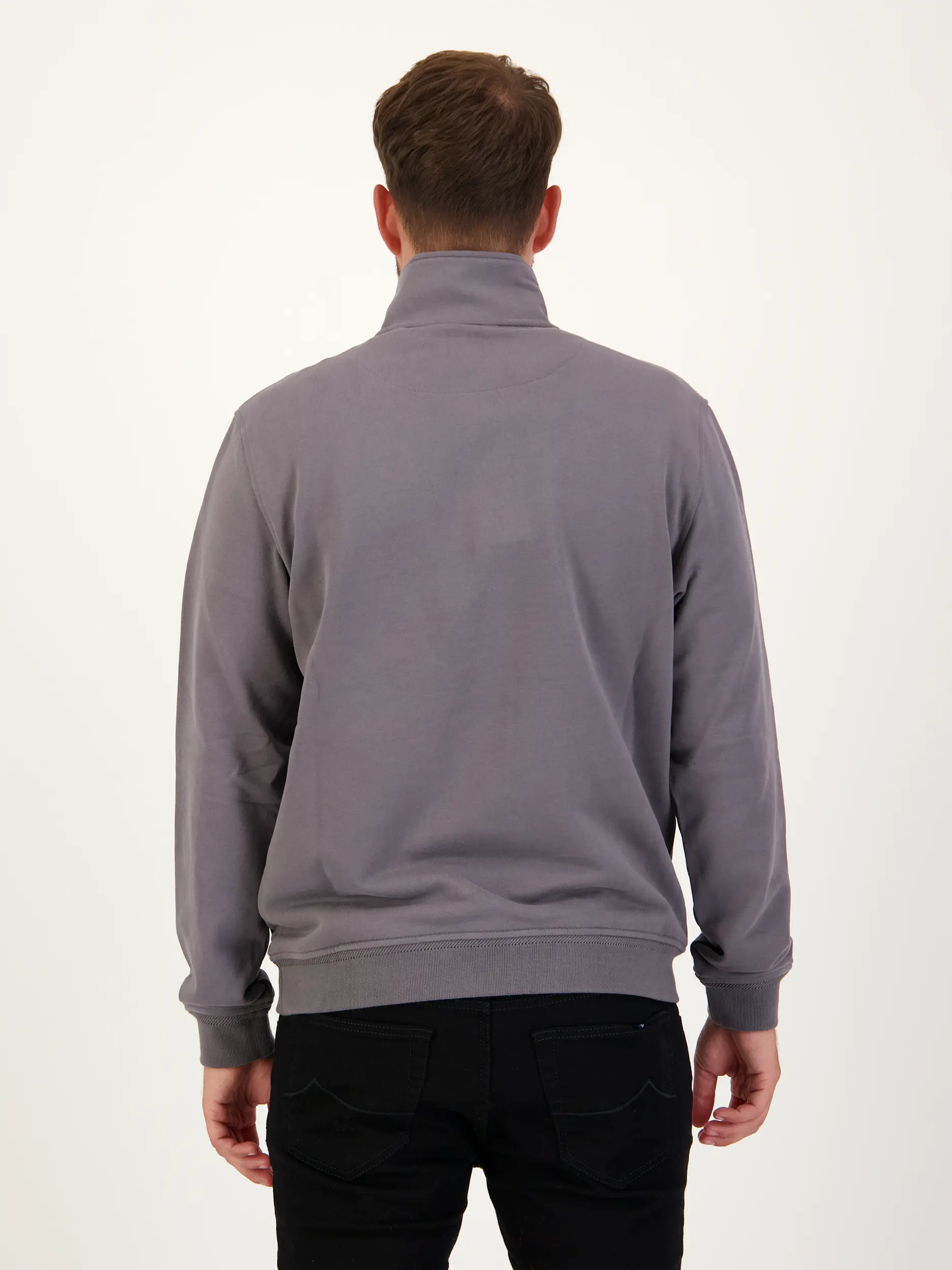 Sweatshirt - Artikel Rückseite getragen von einem Modell - Farbe: Grau