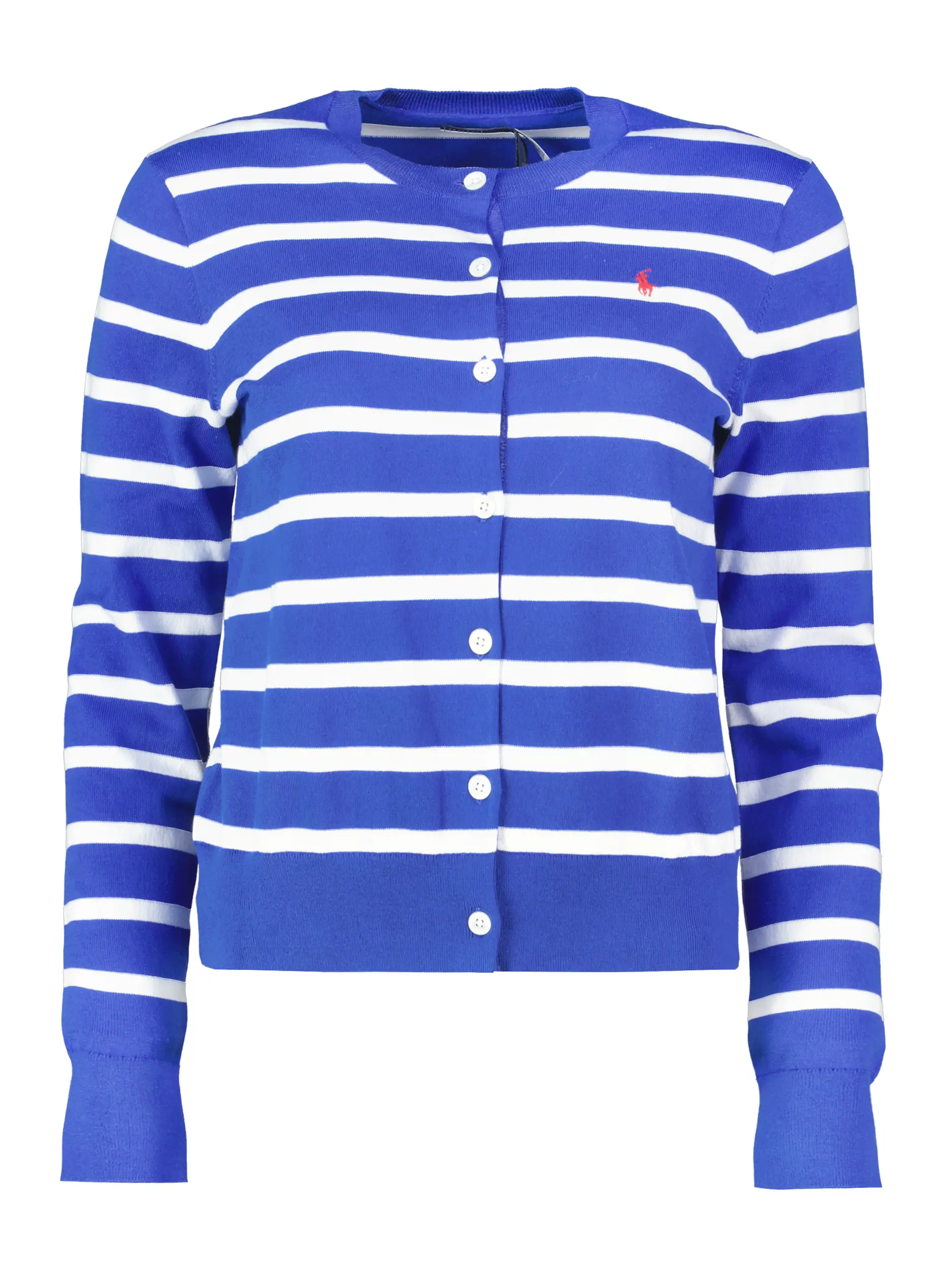 Gestreifte Strickjacke aus Baumwolle - Artikel Vorderseite - Farbe: Blau