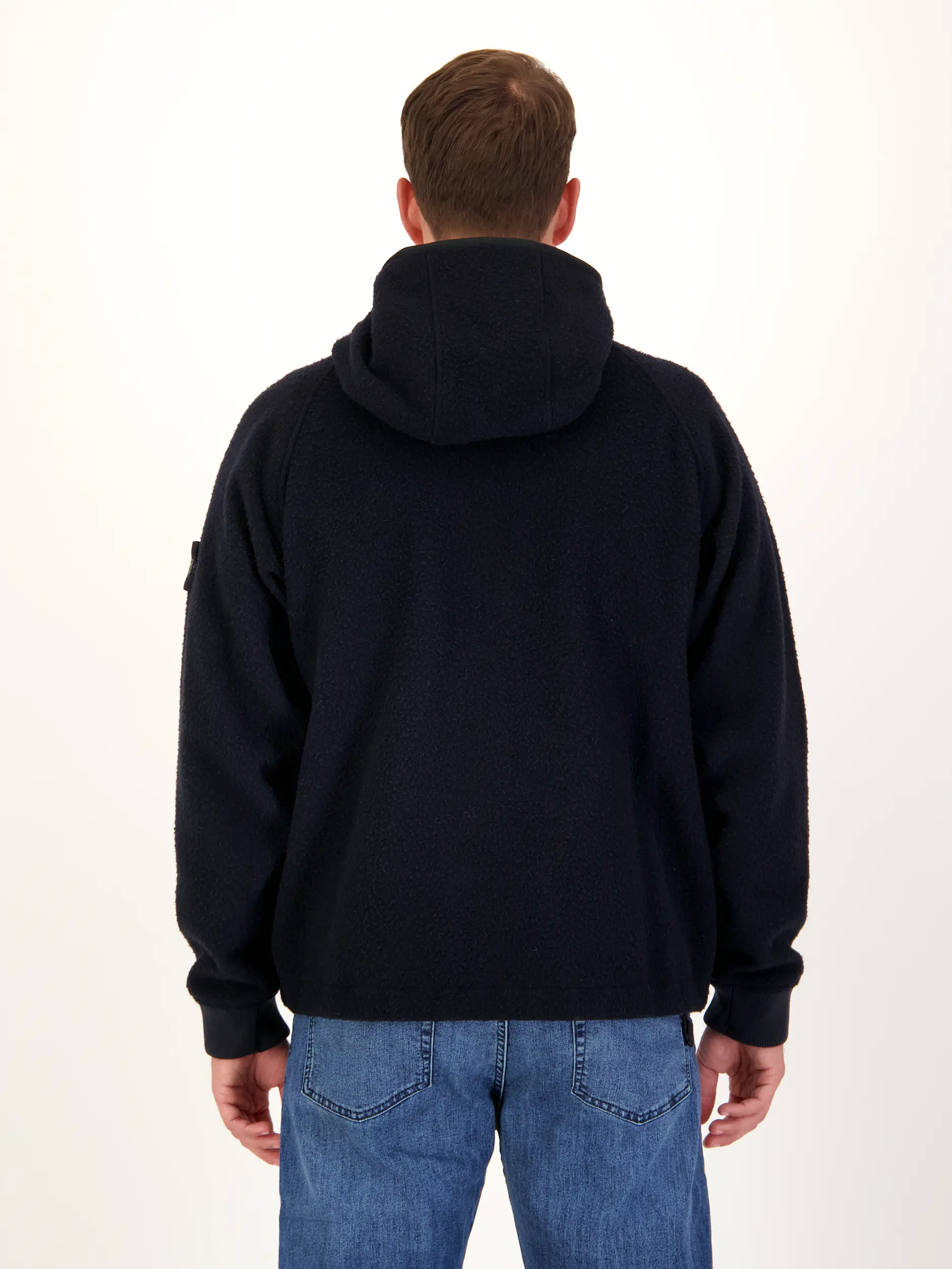 Jacke aus Schurwoll-Mix - Artikel Rückseite getragen von einem Modell - Farbe: Blau