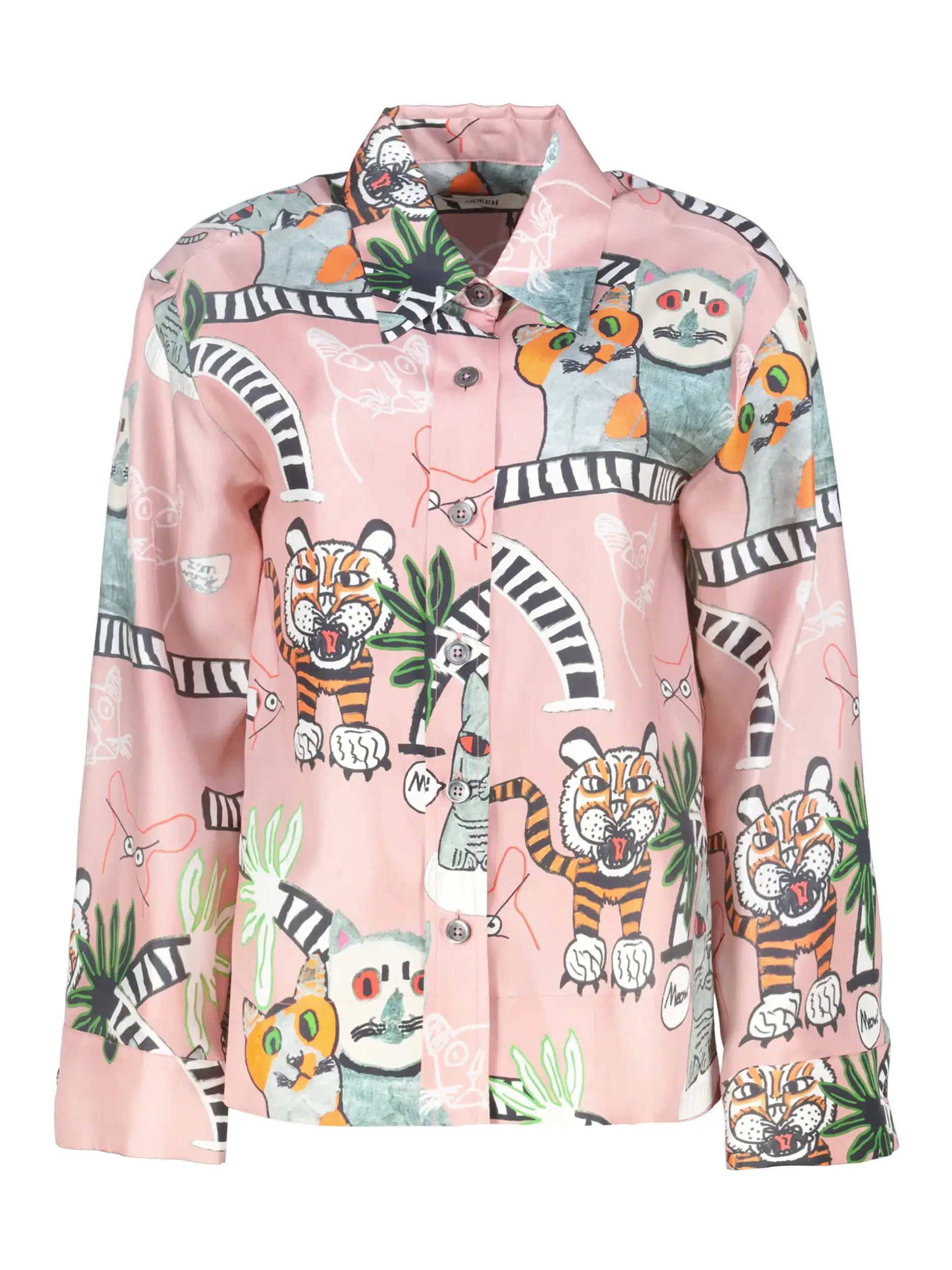 Gemusterte Bluse aus Seide langarm - Artikel Vorderseite - Farbe: Rosa&Pink