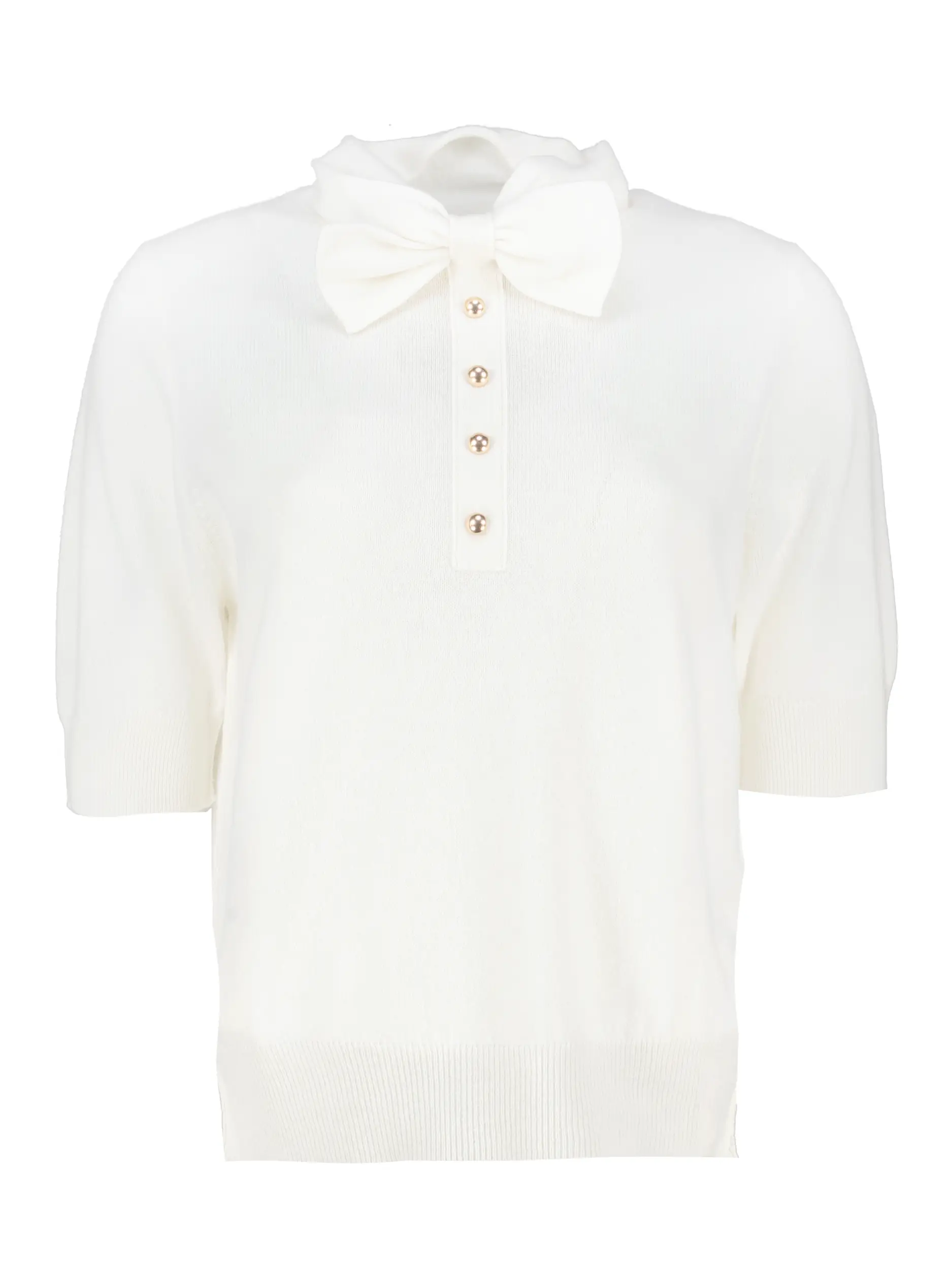 Pullover aus Wolle mit Schleife kurzarm - Artikel Vorderseite - Farbe: Creme