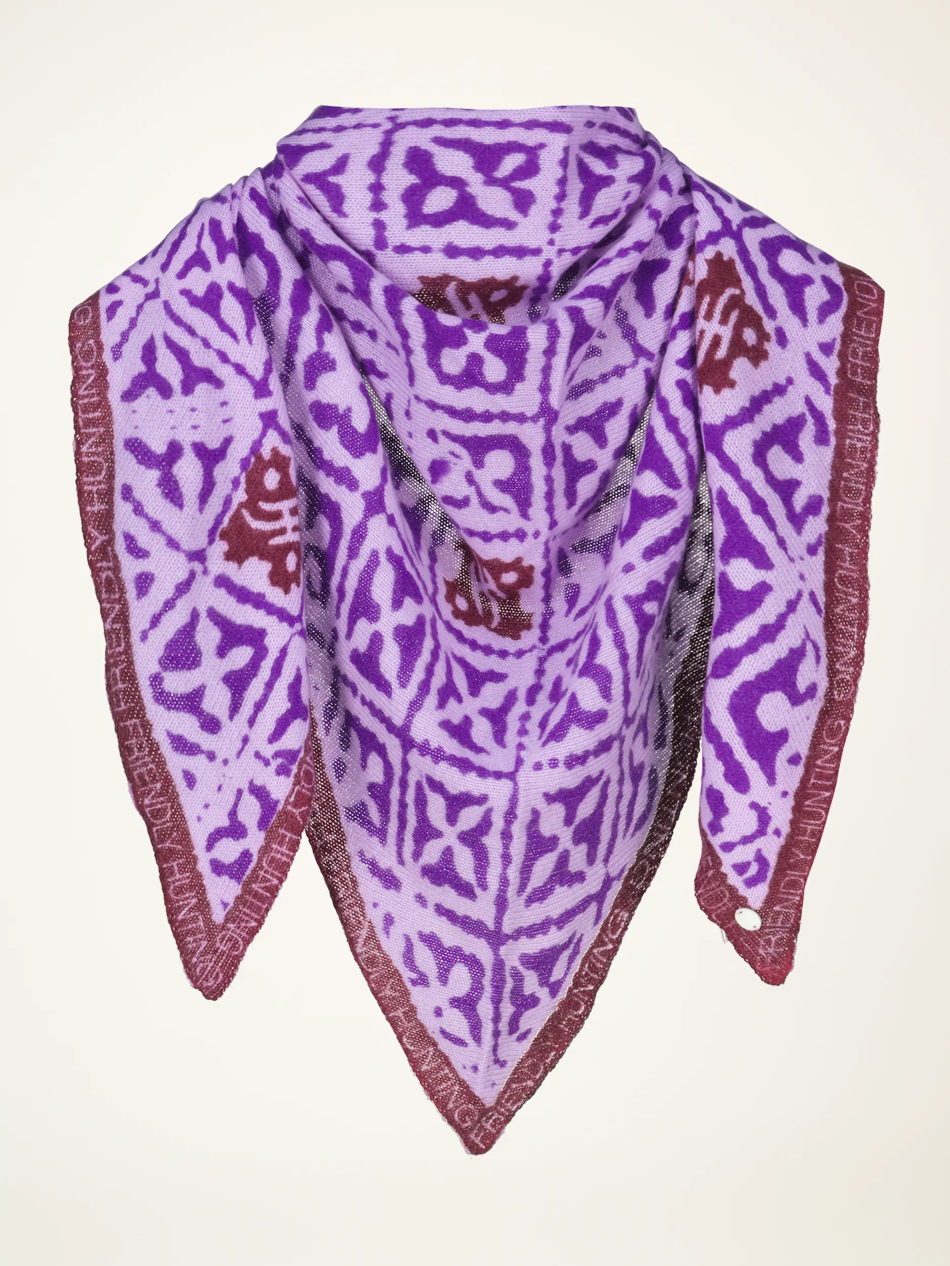 Gemustertes Dreieckstuch 'Eyes of Marrakesh' aus Kaschmir - Artikelansicht - Farbe: Violett