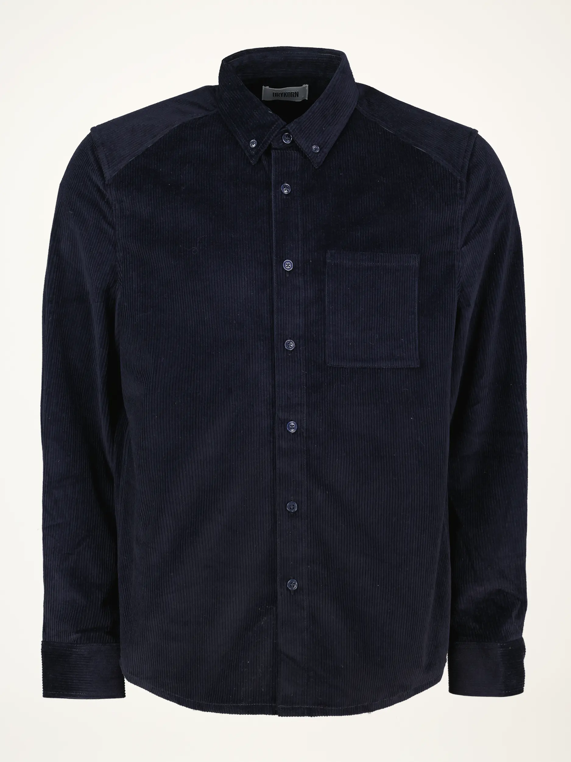 Cordhemd 'Liet' mit Button-Down-Kragen langarm - Artikelansicht - Farbe: Blau