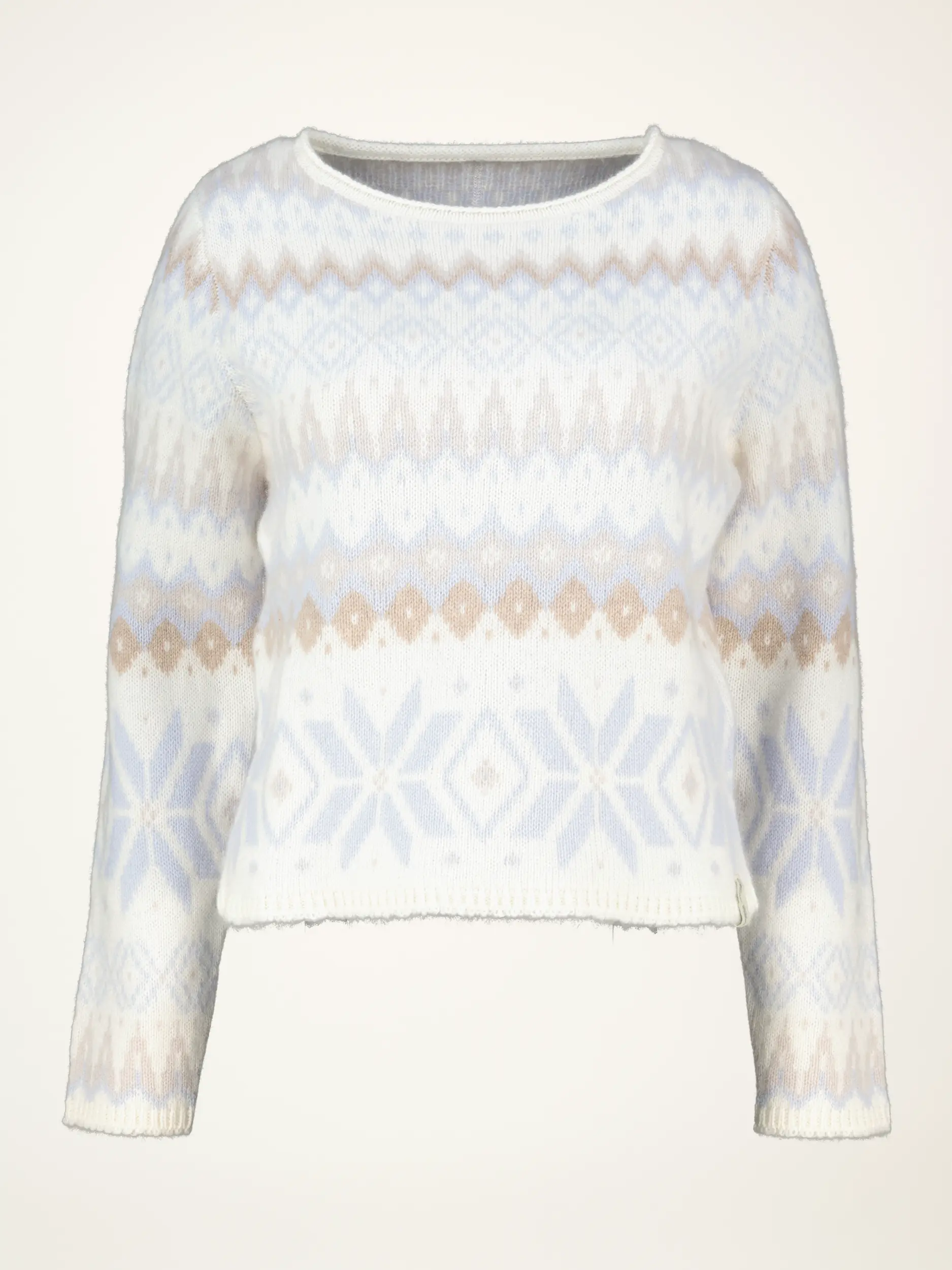 Gemusterter Pullover aus Kaschmir langarm - Artikelansicht - Farbe: Blau