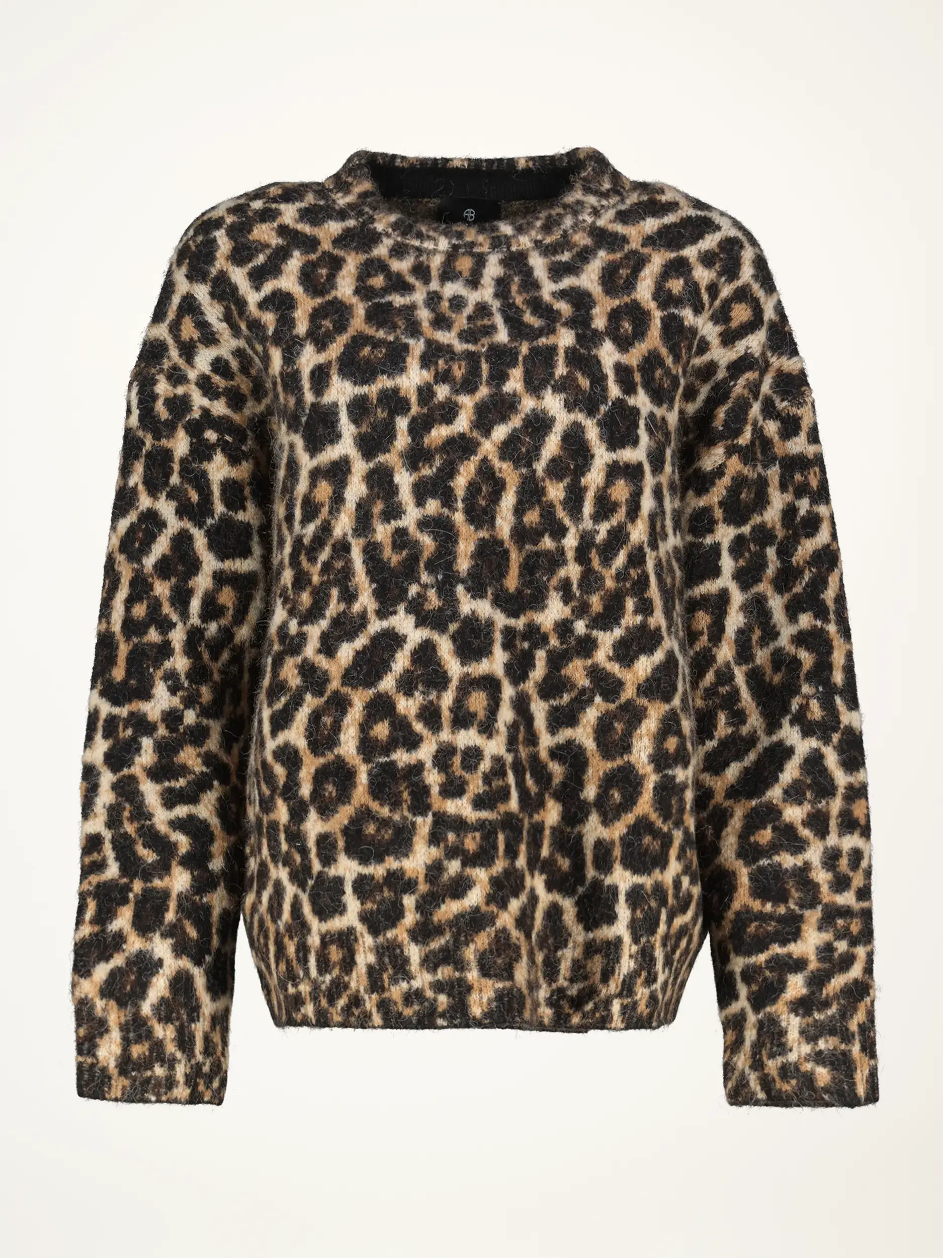Pullover aus Alpaka-Mix mit Leo-Print langarm - Artikelansicht - Farbe: Braun