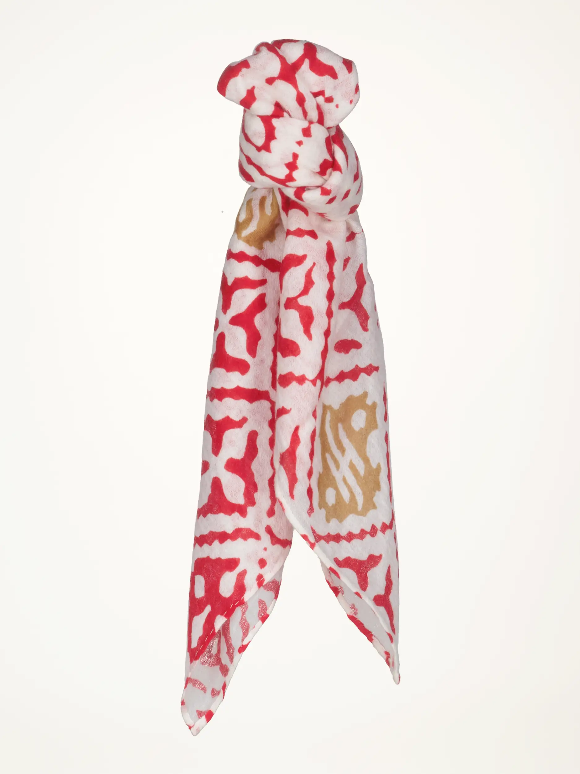 Gemustertes Tuch 'Eyes of Marrakesh' aus Kaschmir - Artikelansicht - Farbe: Rot