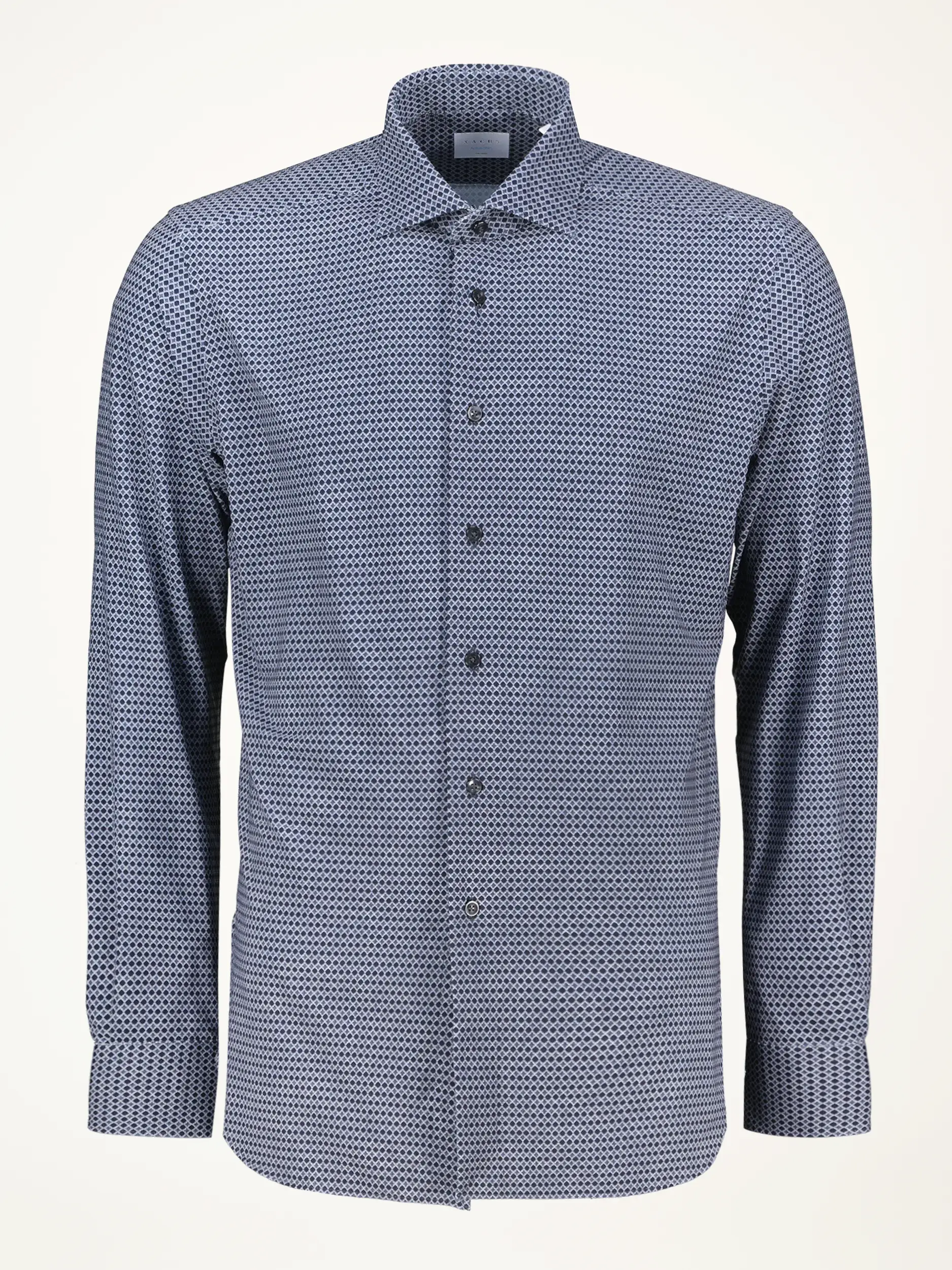 Gemustertes Tailored Fit Hemd mit Haifischkragen langarm - Artikelansicht - Farbe: Blau Gemustertes Tailored Fit Hemd mit Haifischkragen langarm - Artikelansicht - Farbe: Blau