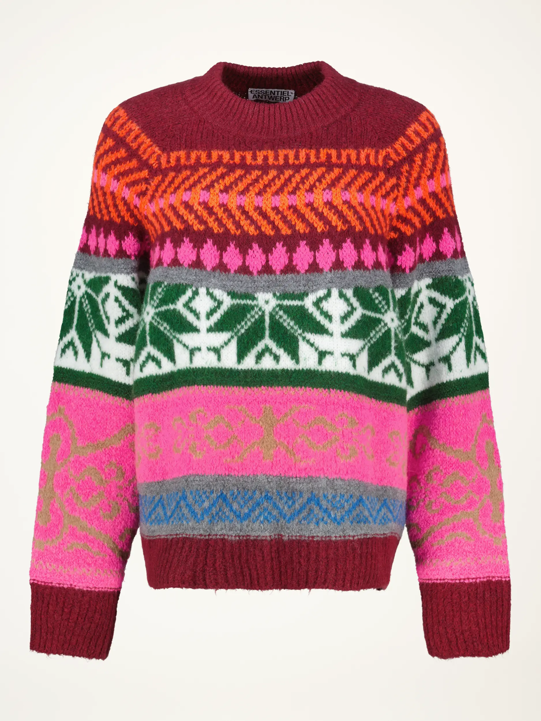 Gemusterter Pullover 'Irelando' langarm - Artikelansicht - Farbe: Rosa&Pink