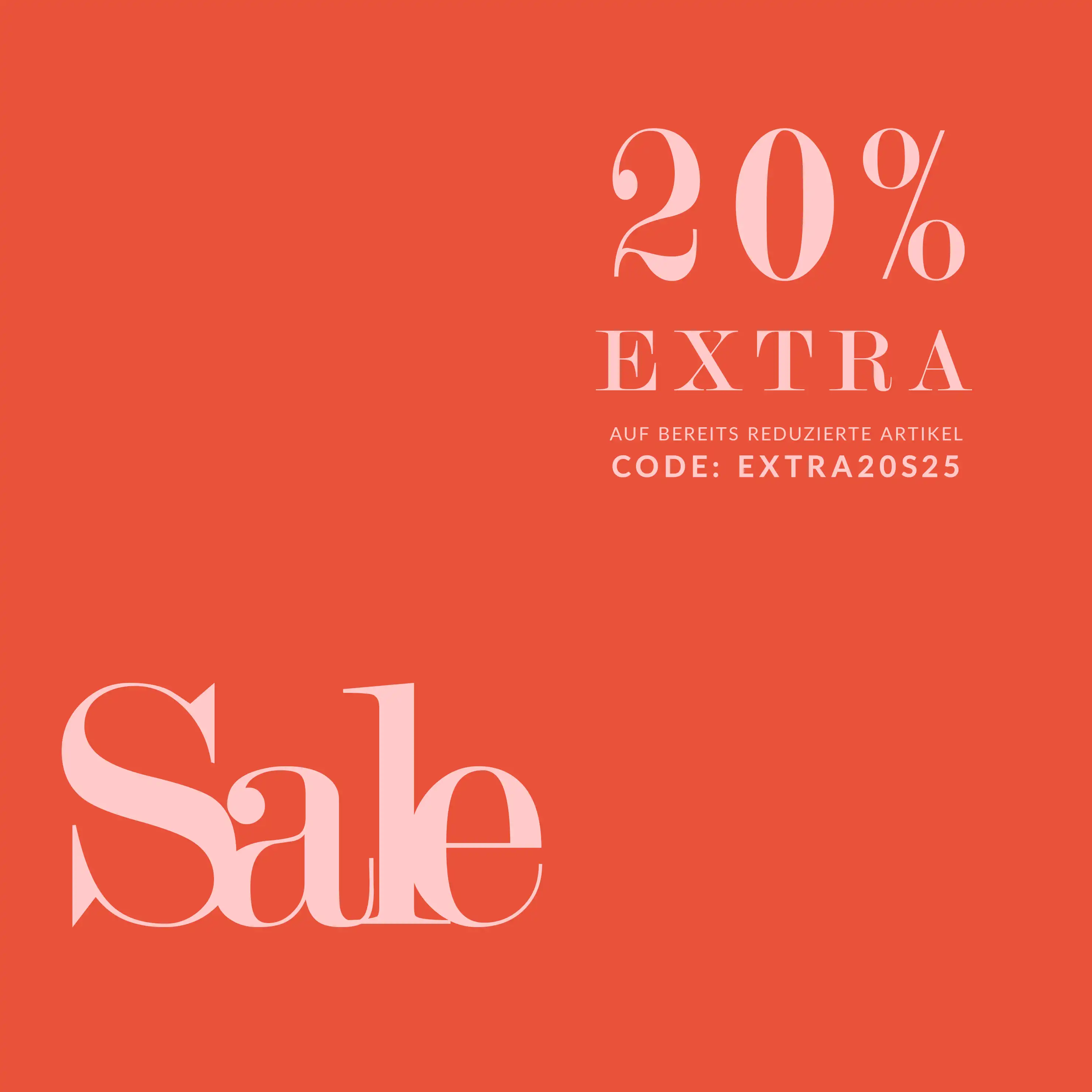 Hier Sale Mode anzeigen lassen und mit Code: EXTRA20S25 20% auf reduzierte Artikel sparen. 