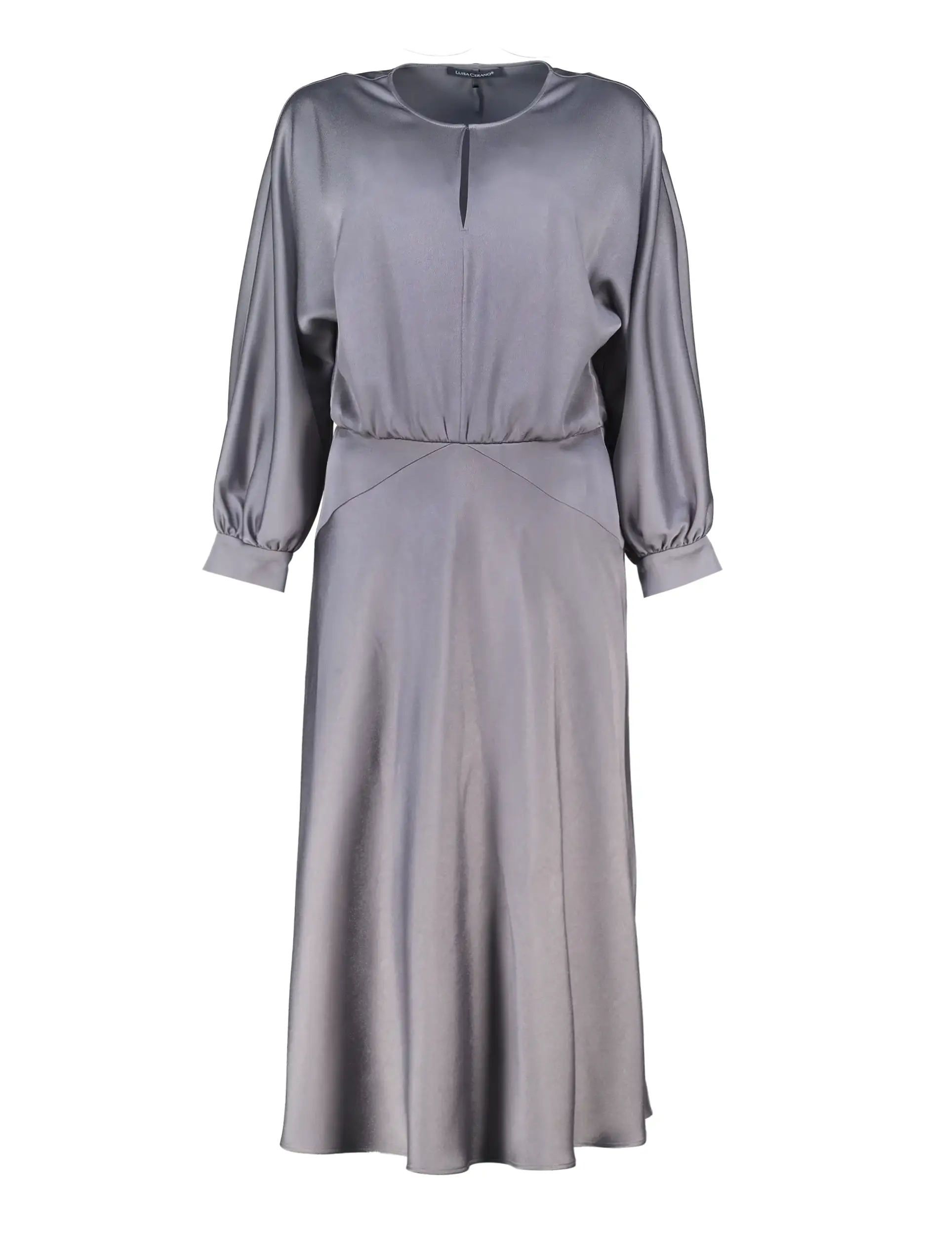 Satin Maxikleid langarm - Artikel Vorderseite - Farbe: Grau