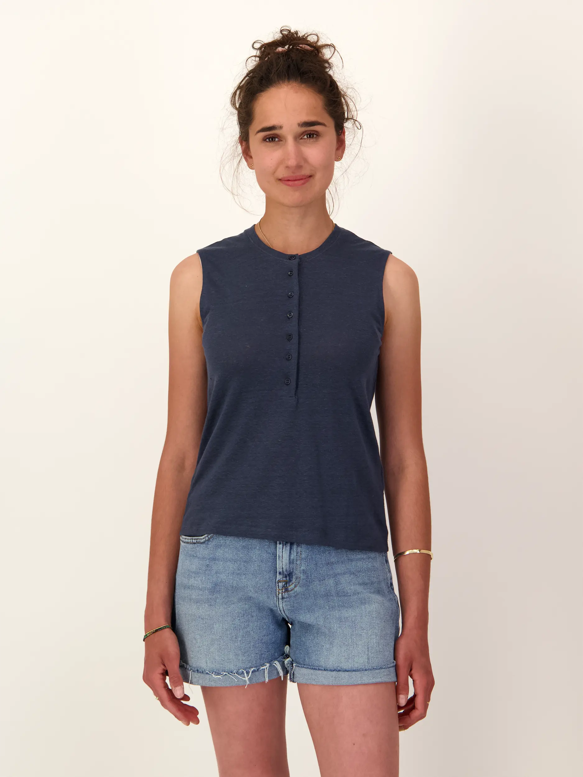 Universel Top aus Leinen, Tops, Blau
